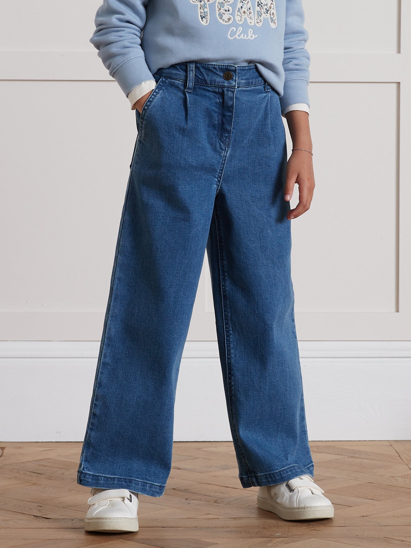 Pantalon large Fille en denim