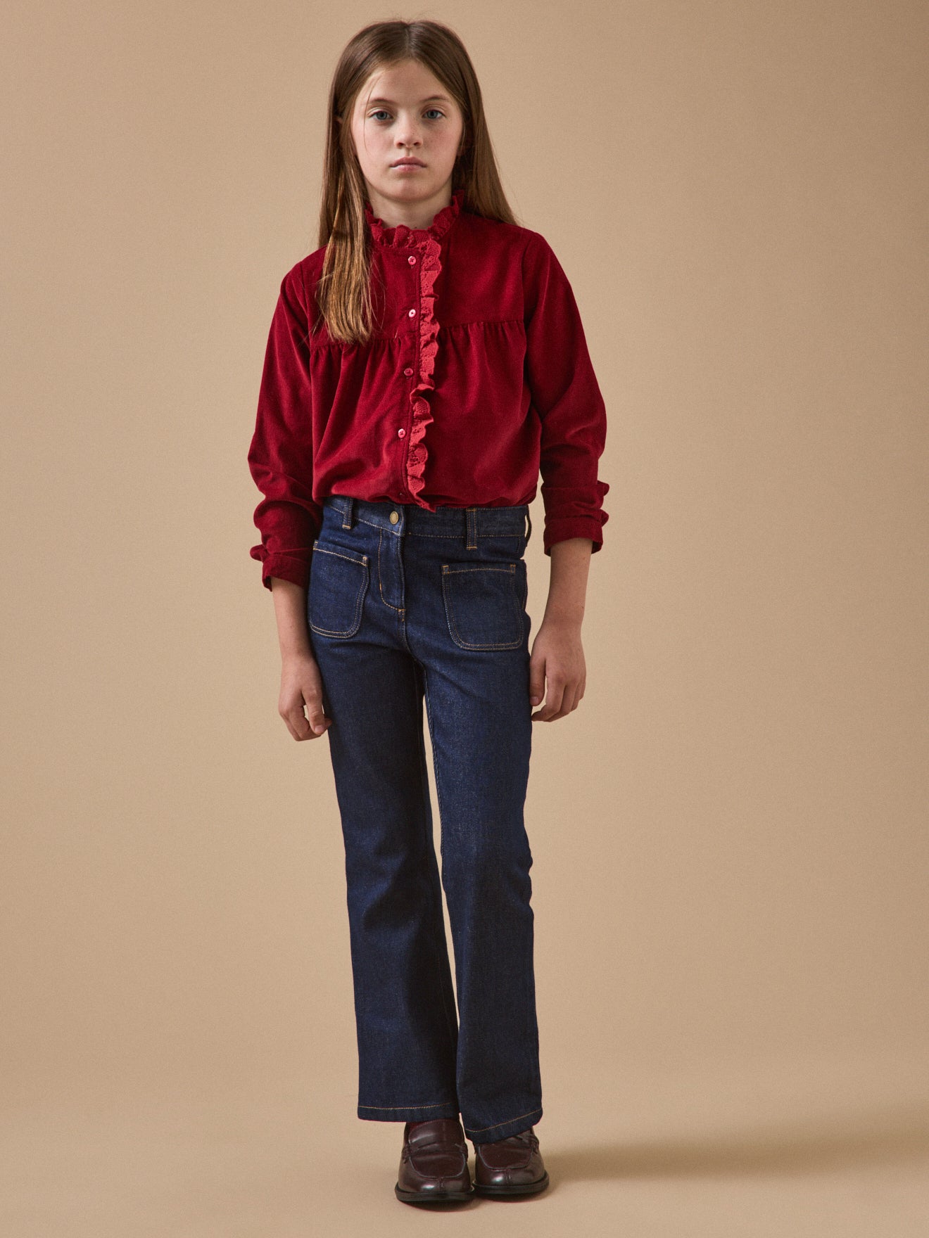 Pantalon flare Fille en twill