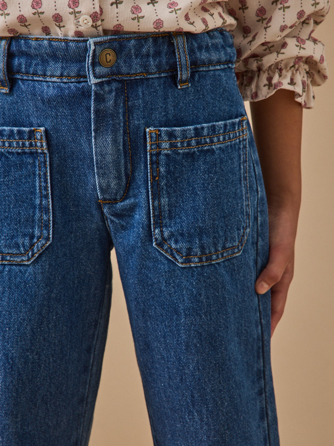 Pantalon droit Fille en denim