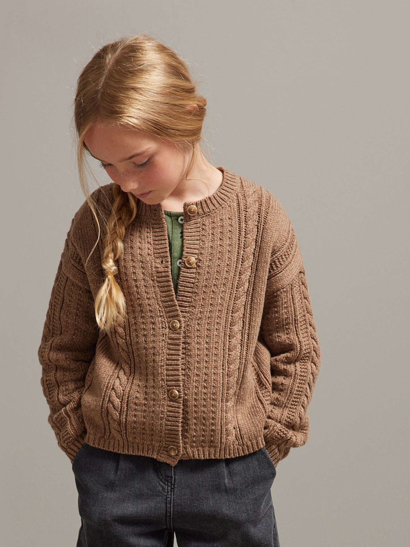 Cardigan torsadé fille laine RWS