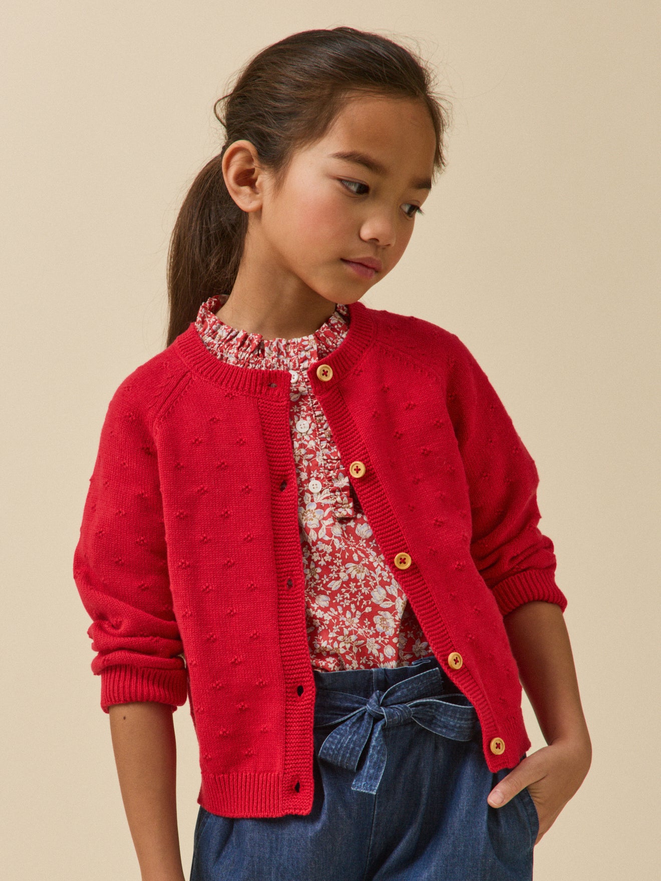 Cardigan Fille point fantaisie