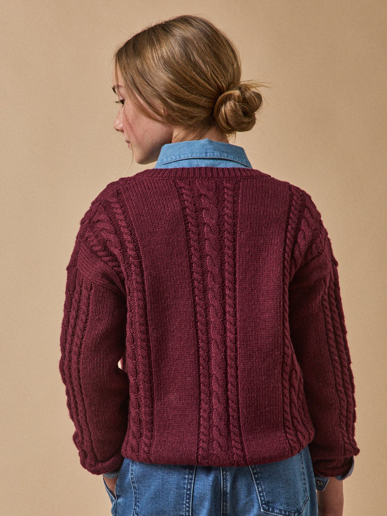 Cardigan à torsades Fille laine RWS