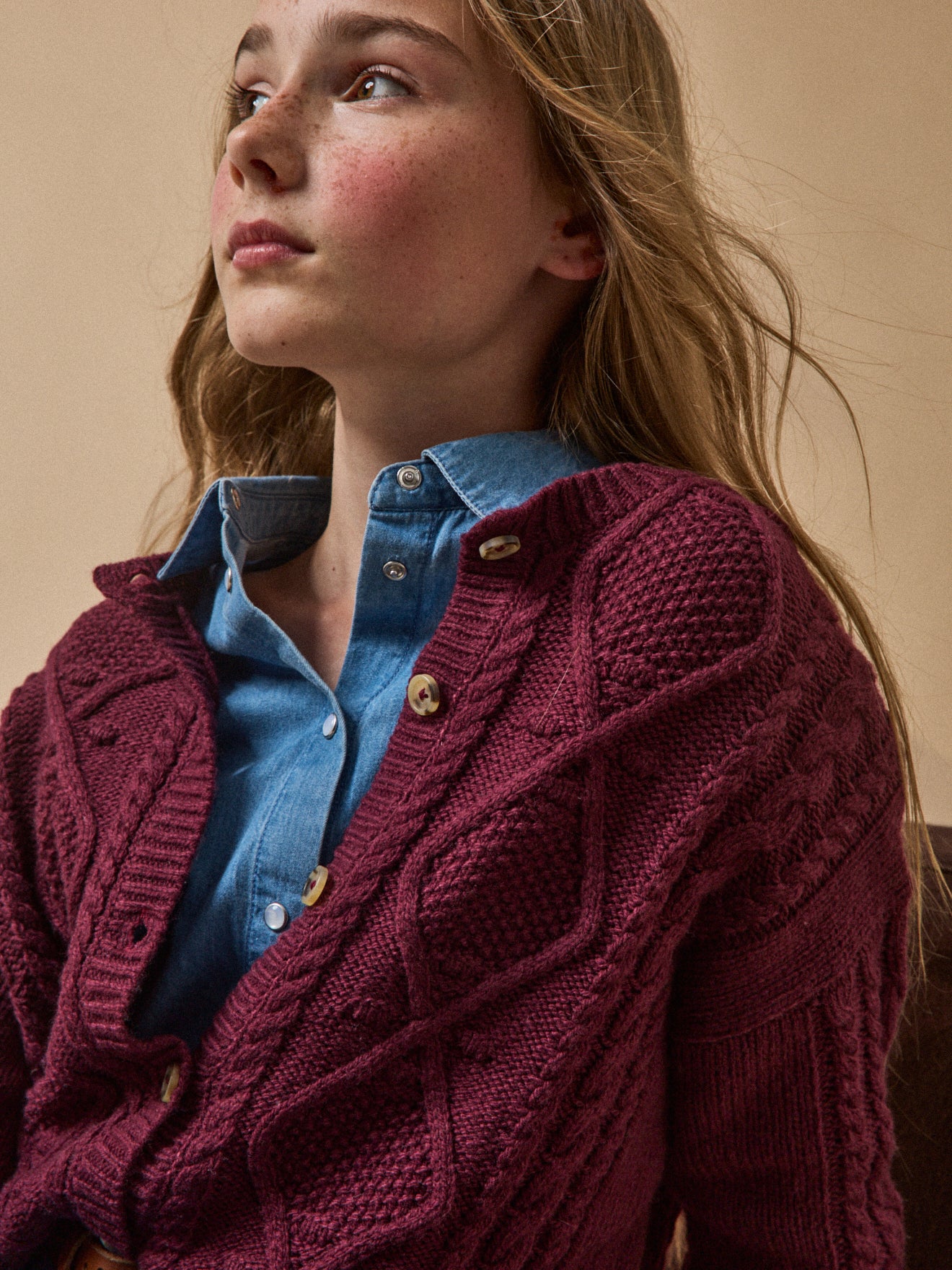 Cardigan à torsades Fille laine RWS