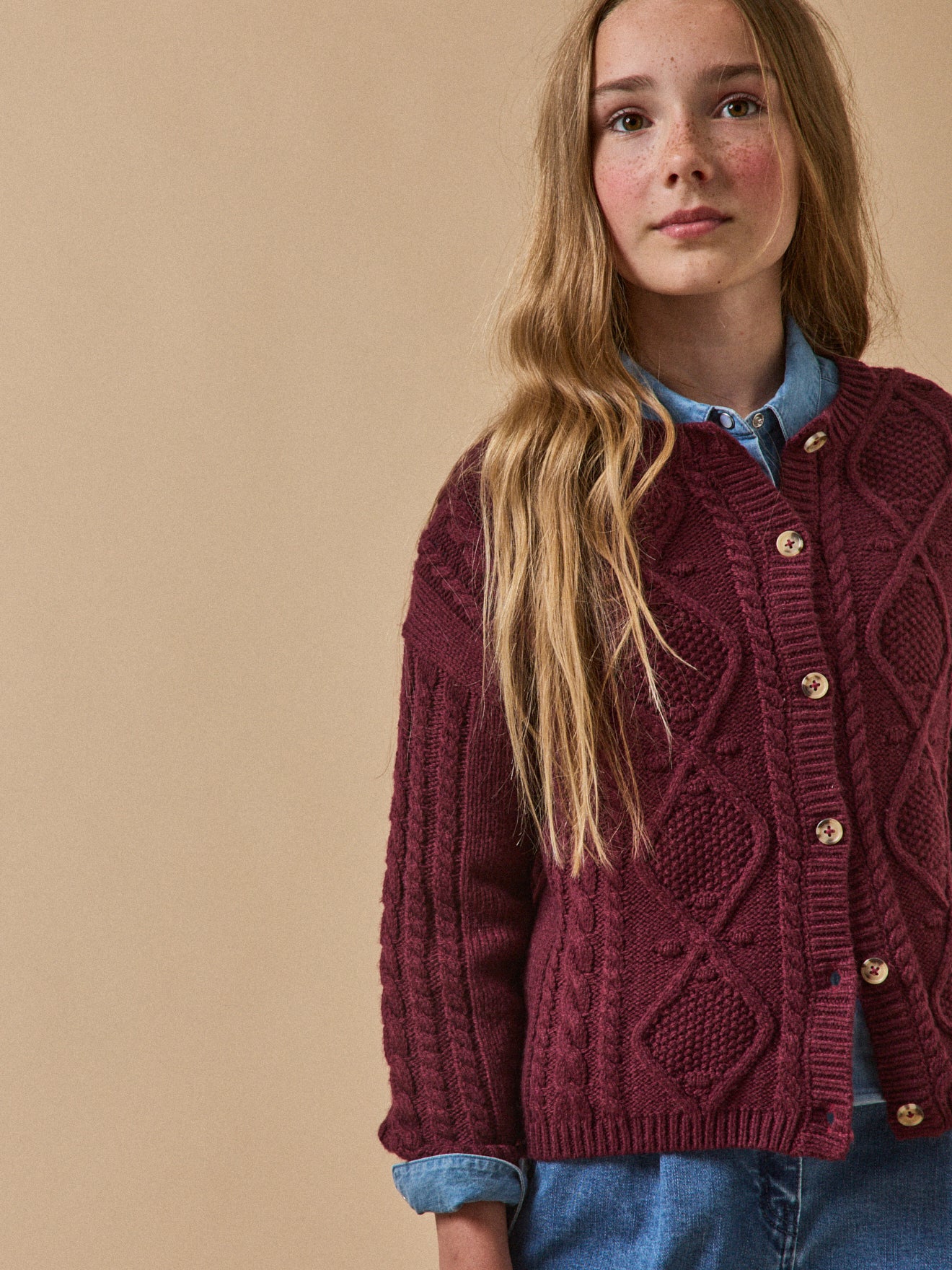 Cardigan à torsades Fille laine RWS