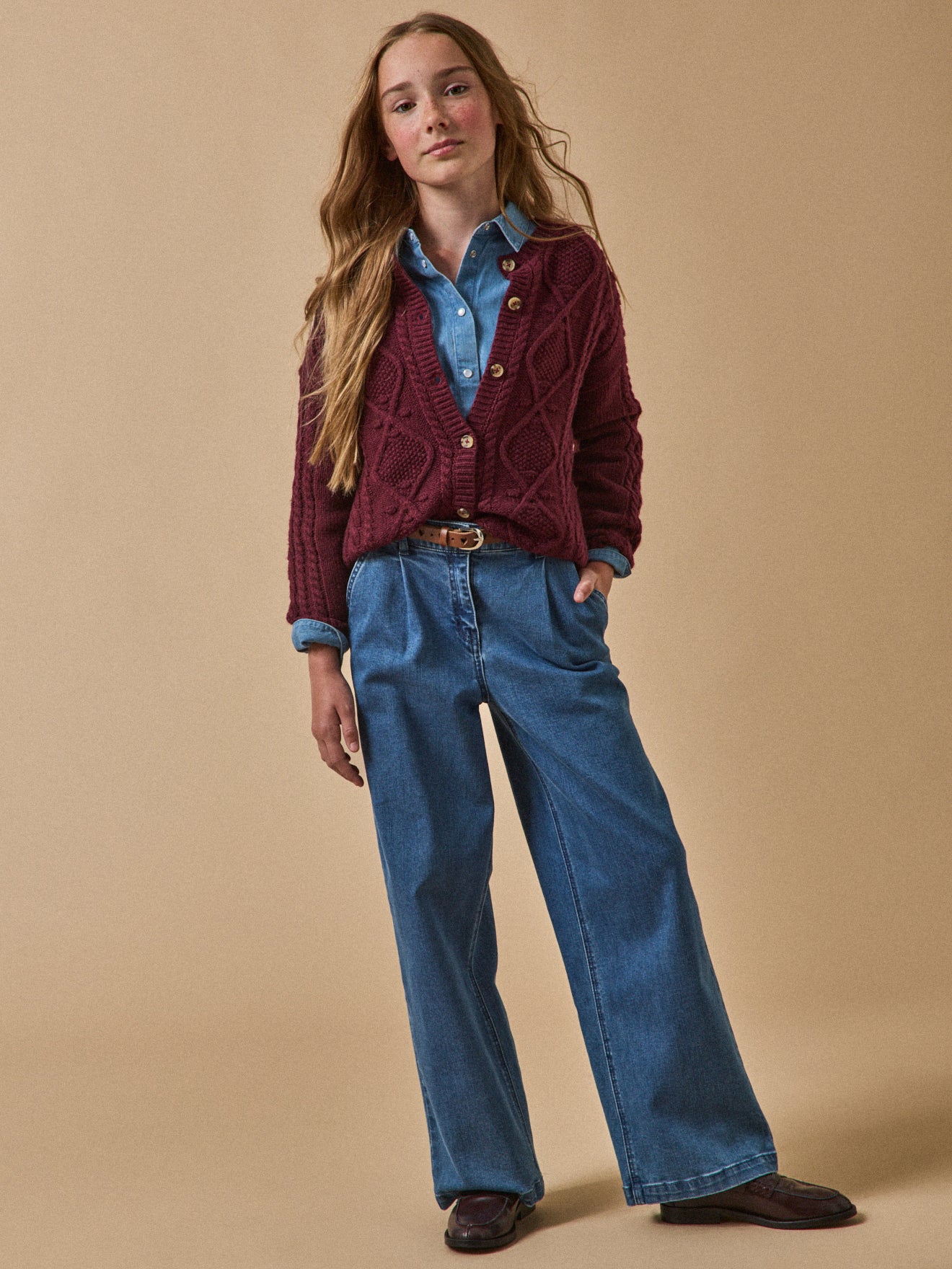 Cardigan à torsades Fille laine RWS