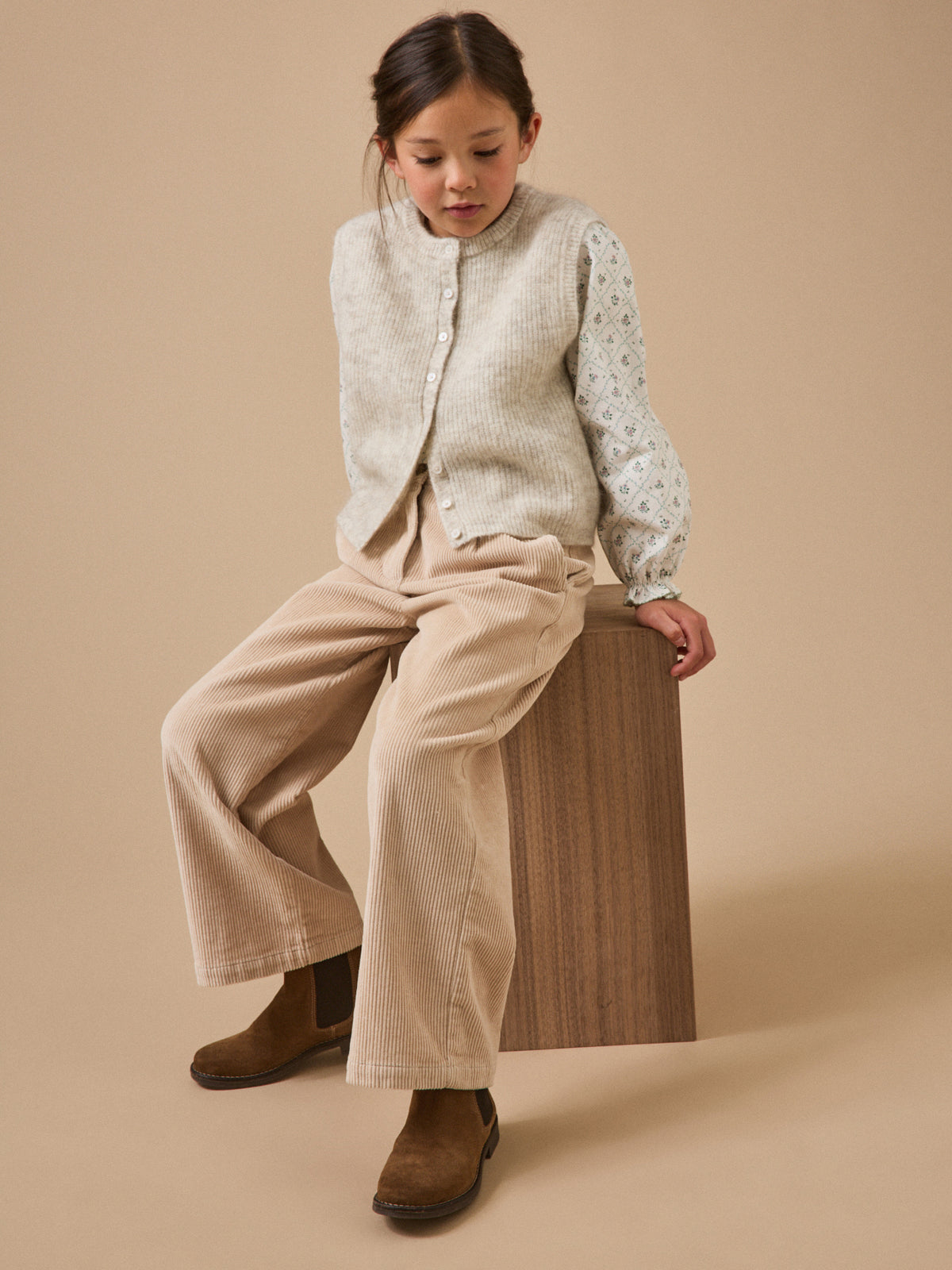 Cardigan sans manches doux Fille
