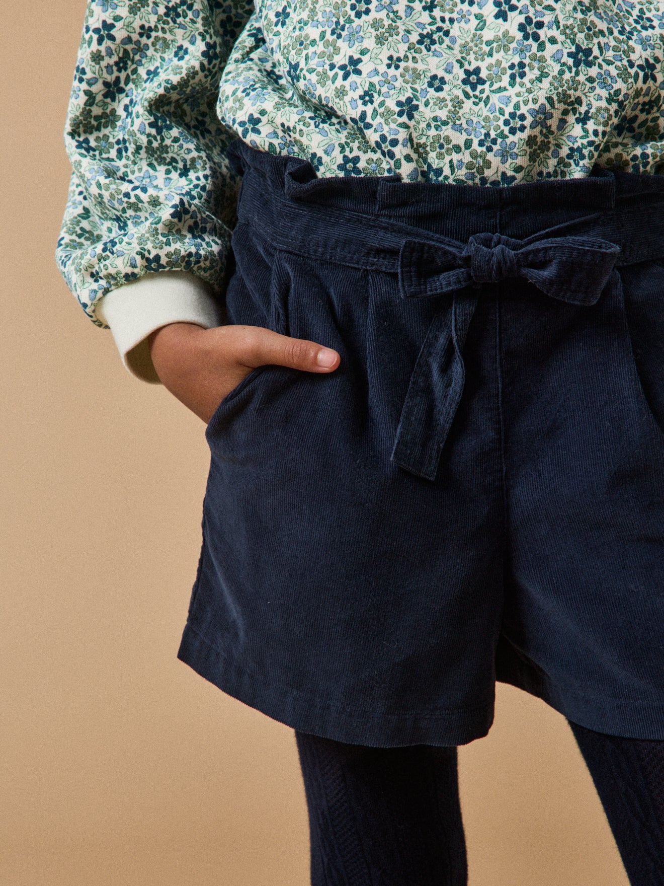 Short paper bag velours Fille