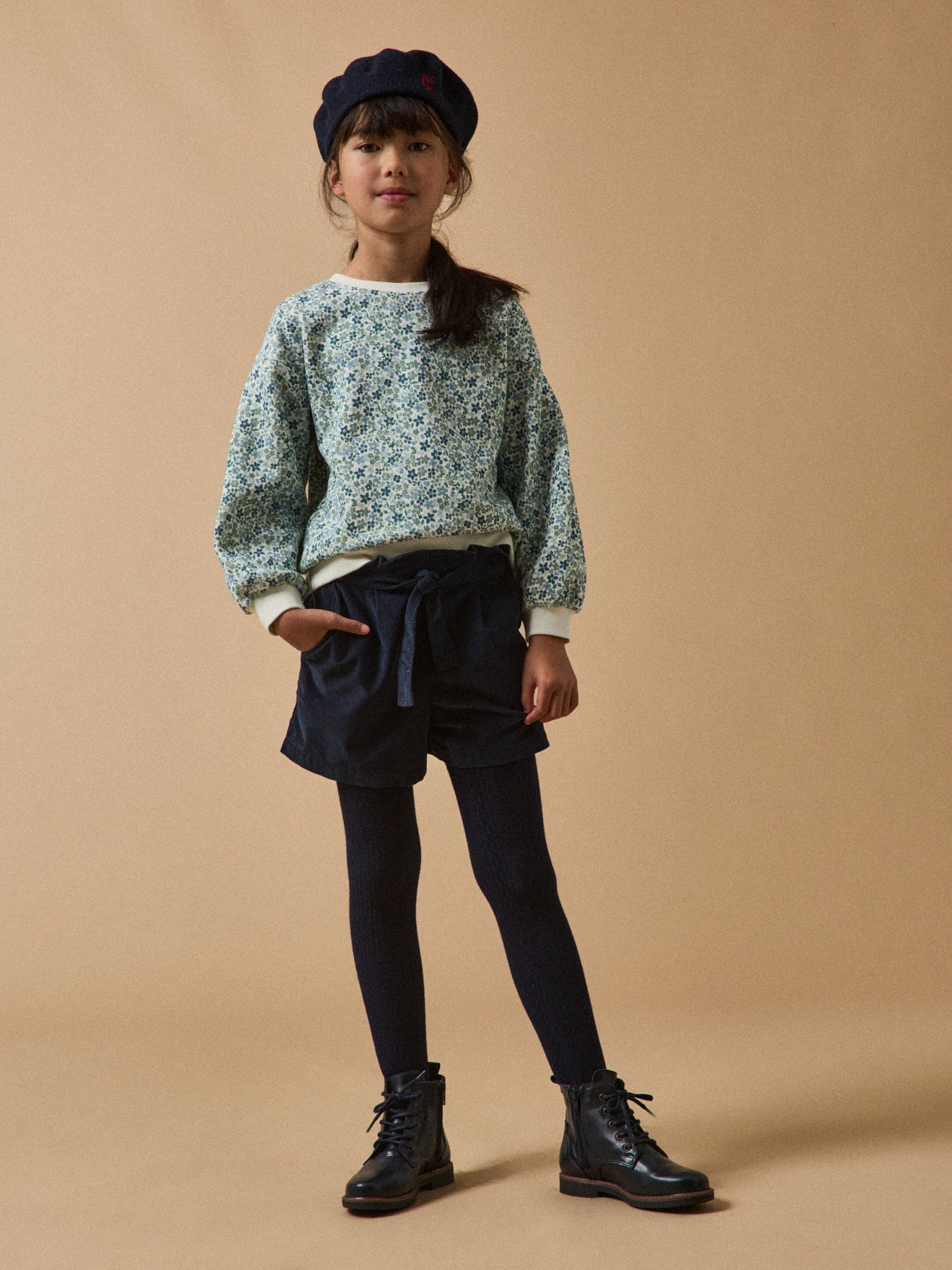 Short paper bag velours Fille