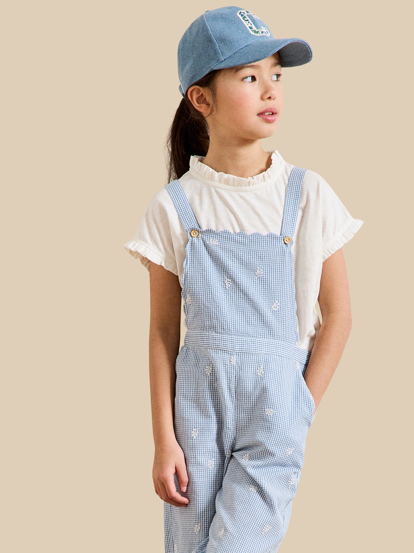 Salopette Fille - vichy brodé