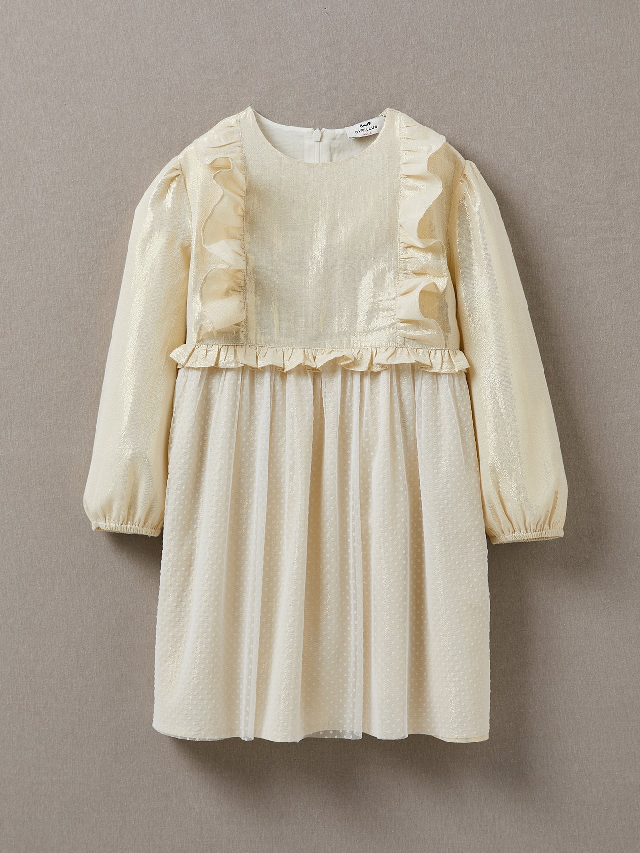 Robe dorée à volants Fille