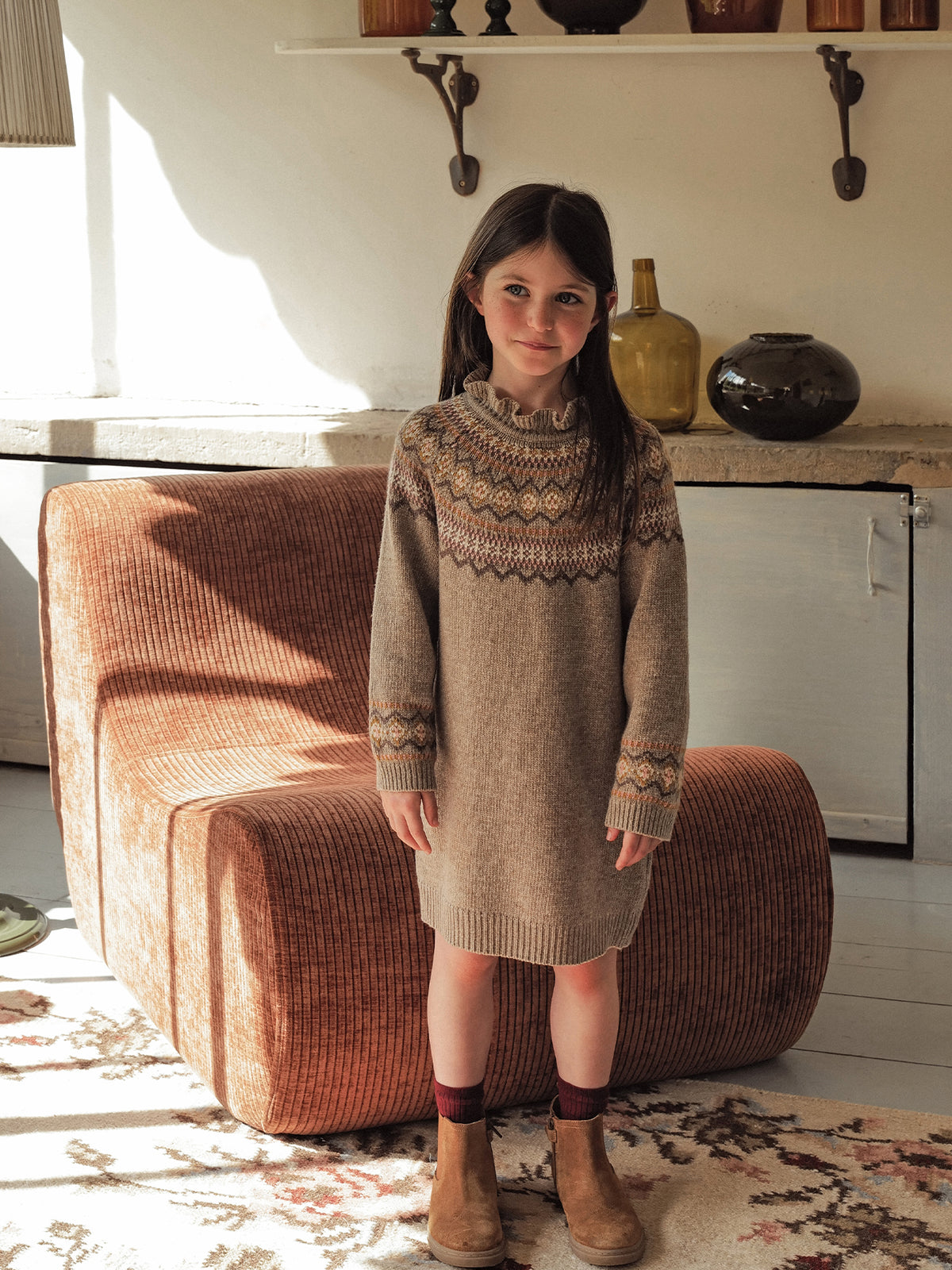 Robe jacquard en laine Fille
