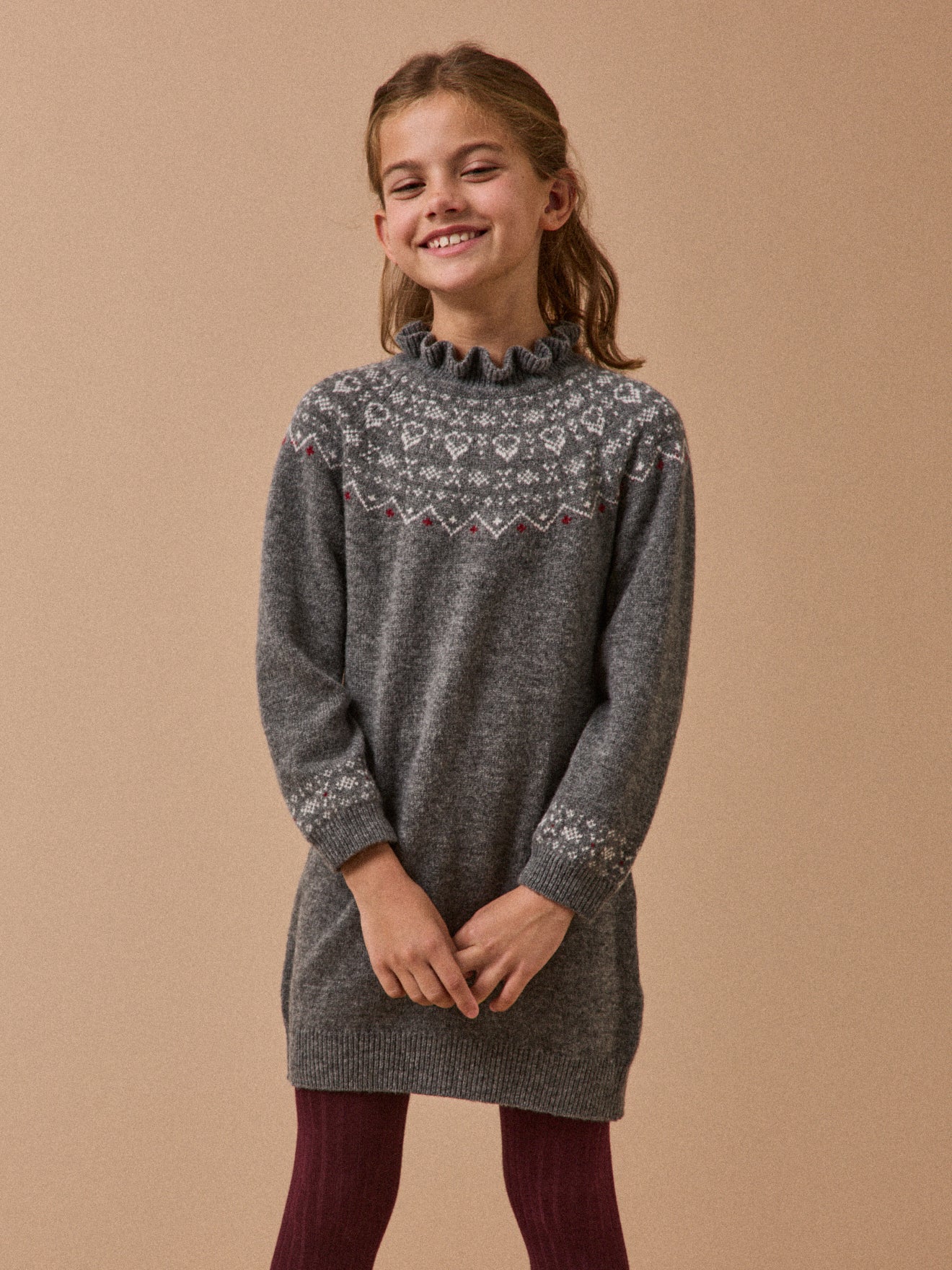 Robe jacquard en laine Fille