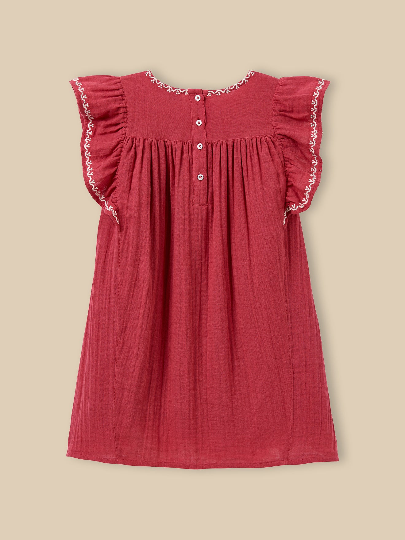 Robe brodée Fille en gaze de coton biologique