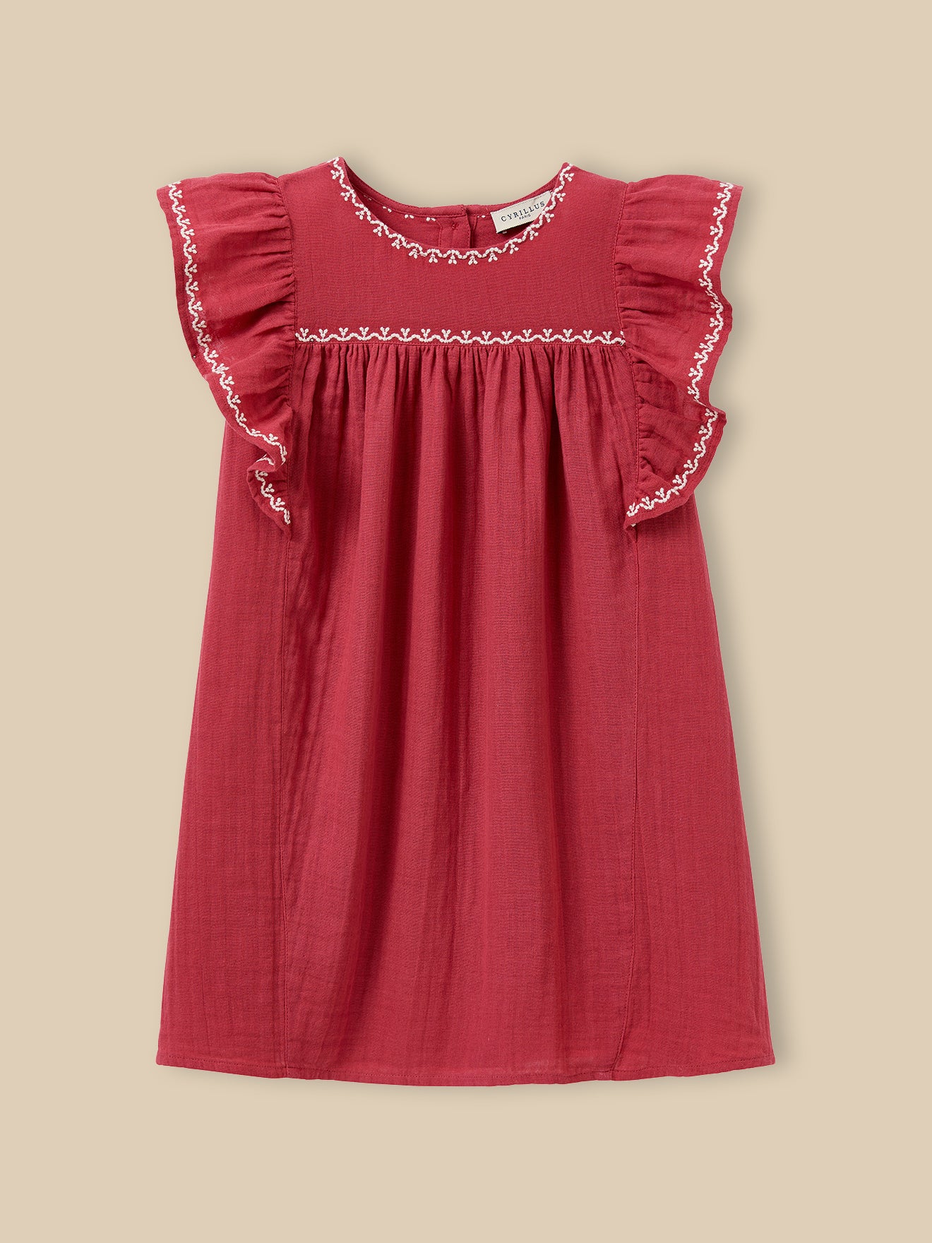 Robe brodée Fille en gaze de coton biologique