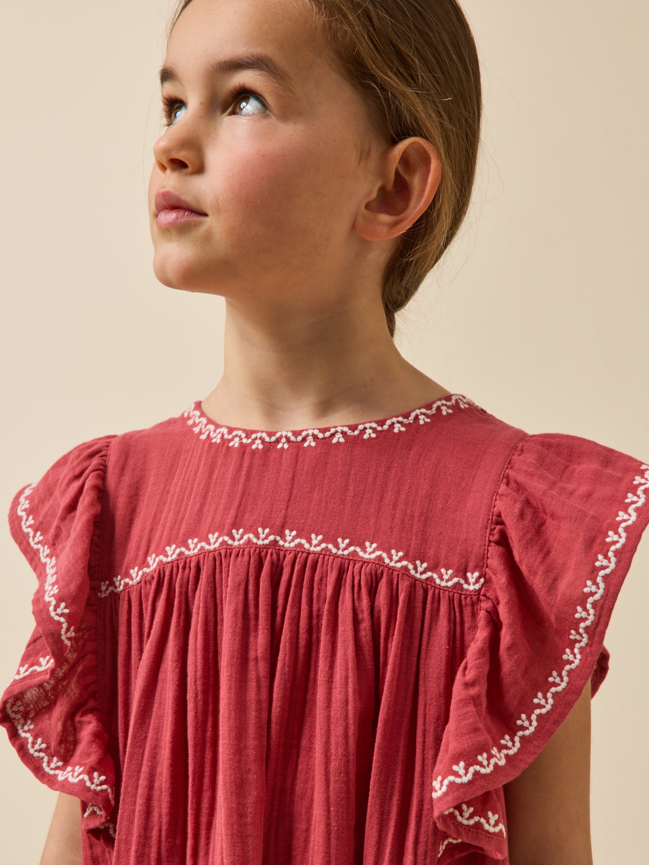 Robe brodée Fille en gaze de coton biologique