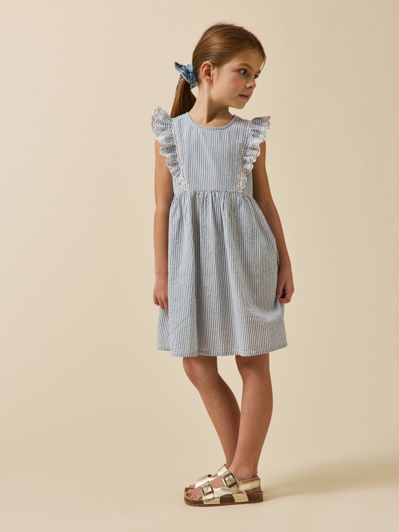 Robe rayée en seersucker Fille