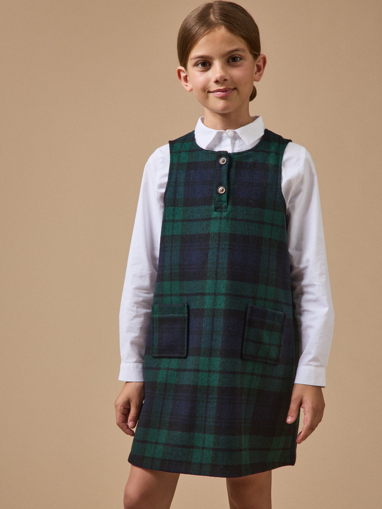 Robe chasuble imprimée tartan Fille