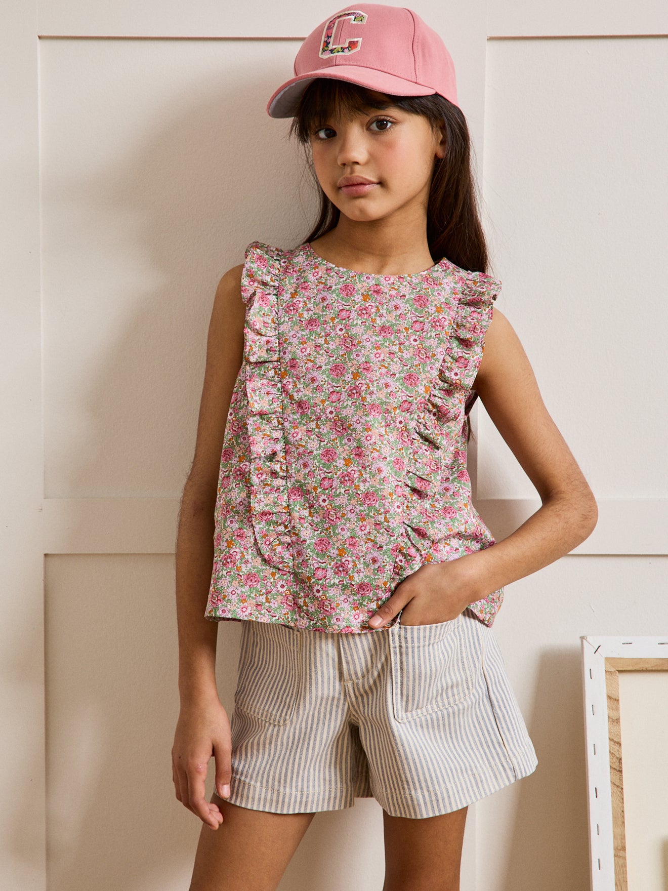 Blouse Fille sans manches - Tissu Liberty