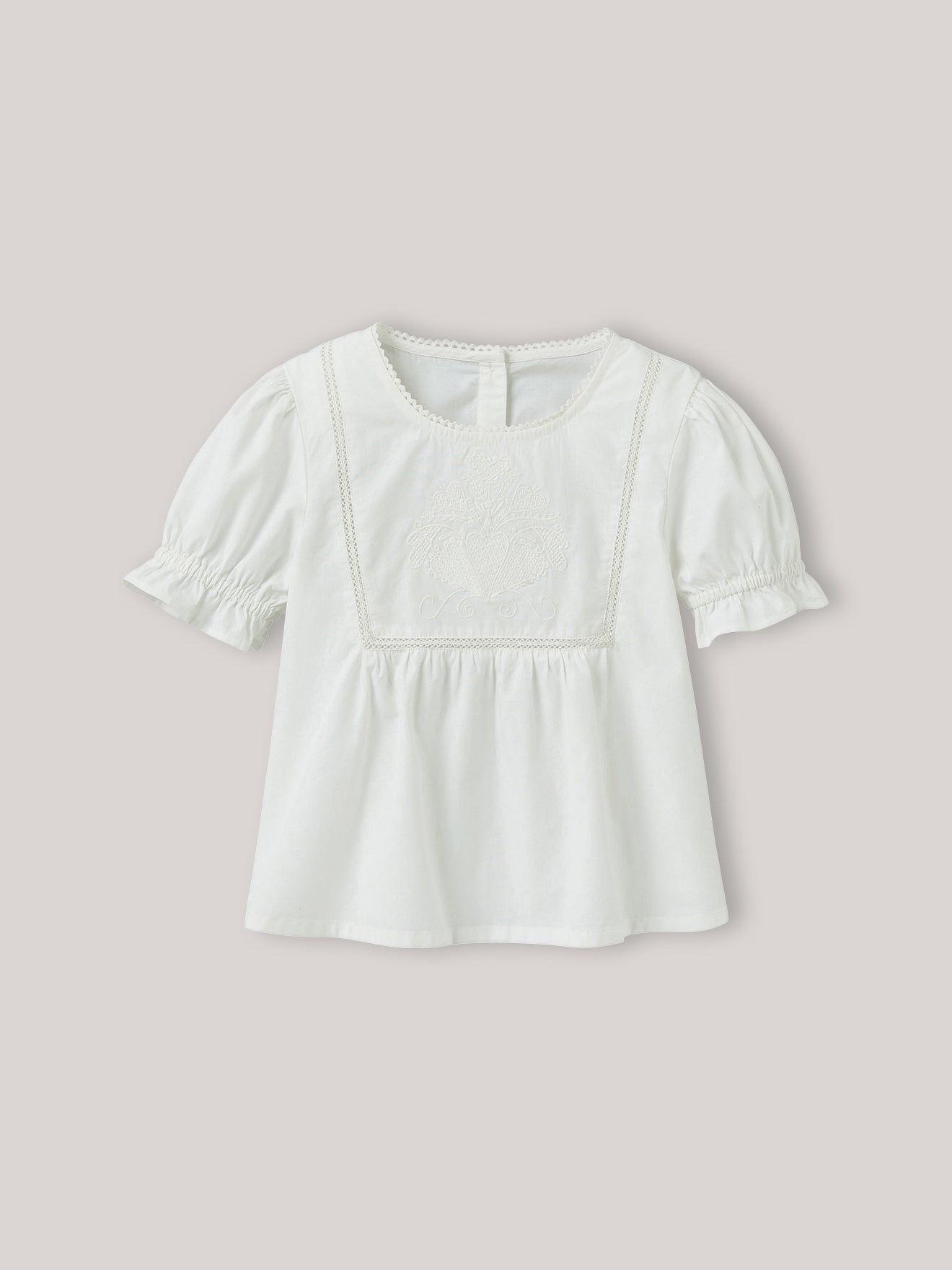 Blouse fille plastron brodée