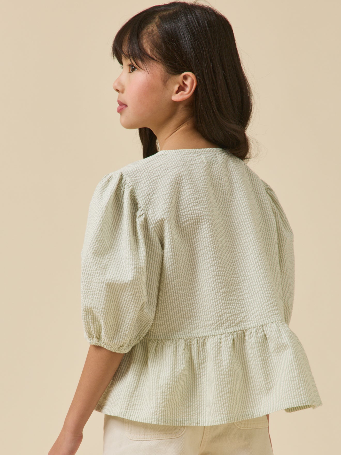 Blouse rayée en seersucker Fille