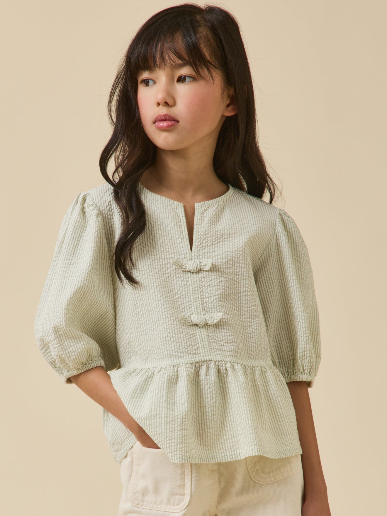 Blouse rayée en seersucker Fille