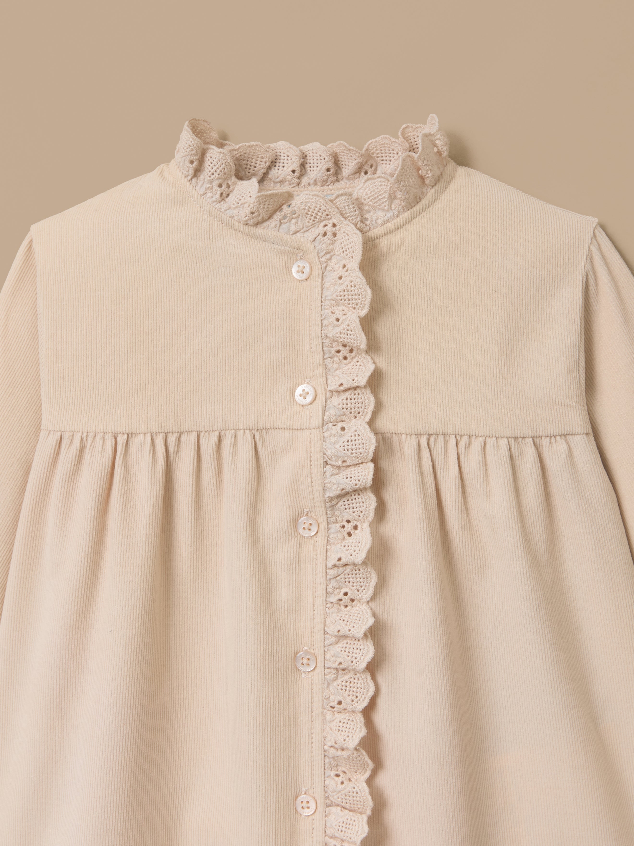 Chemise velours et dentelle Fille