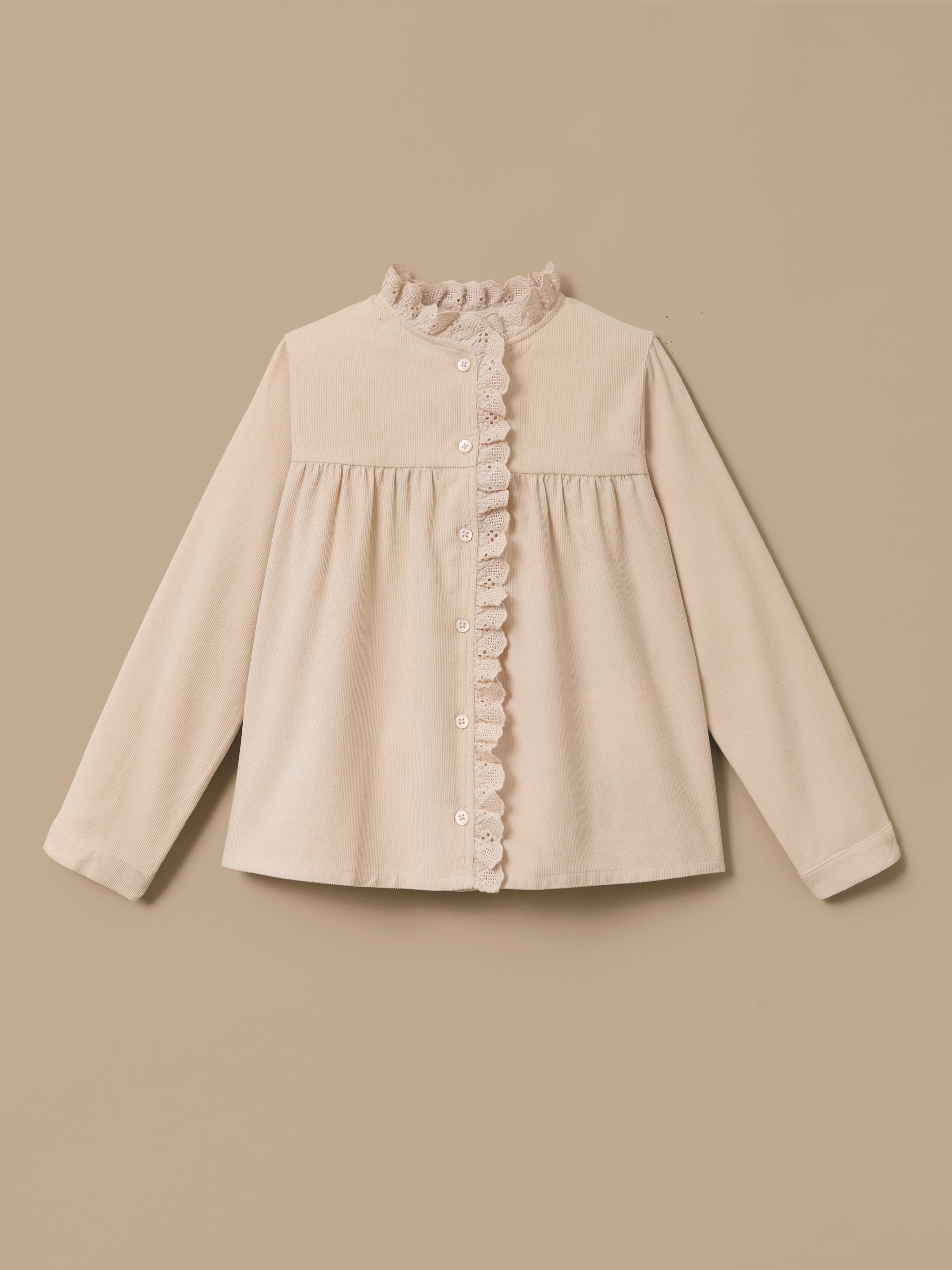 Chemise velours et dentelle Fille