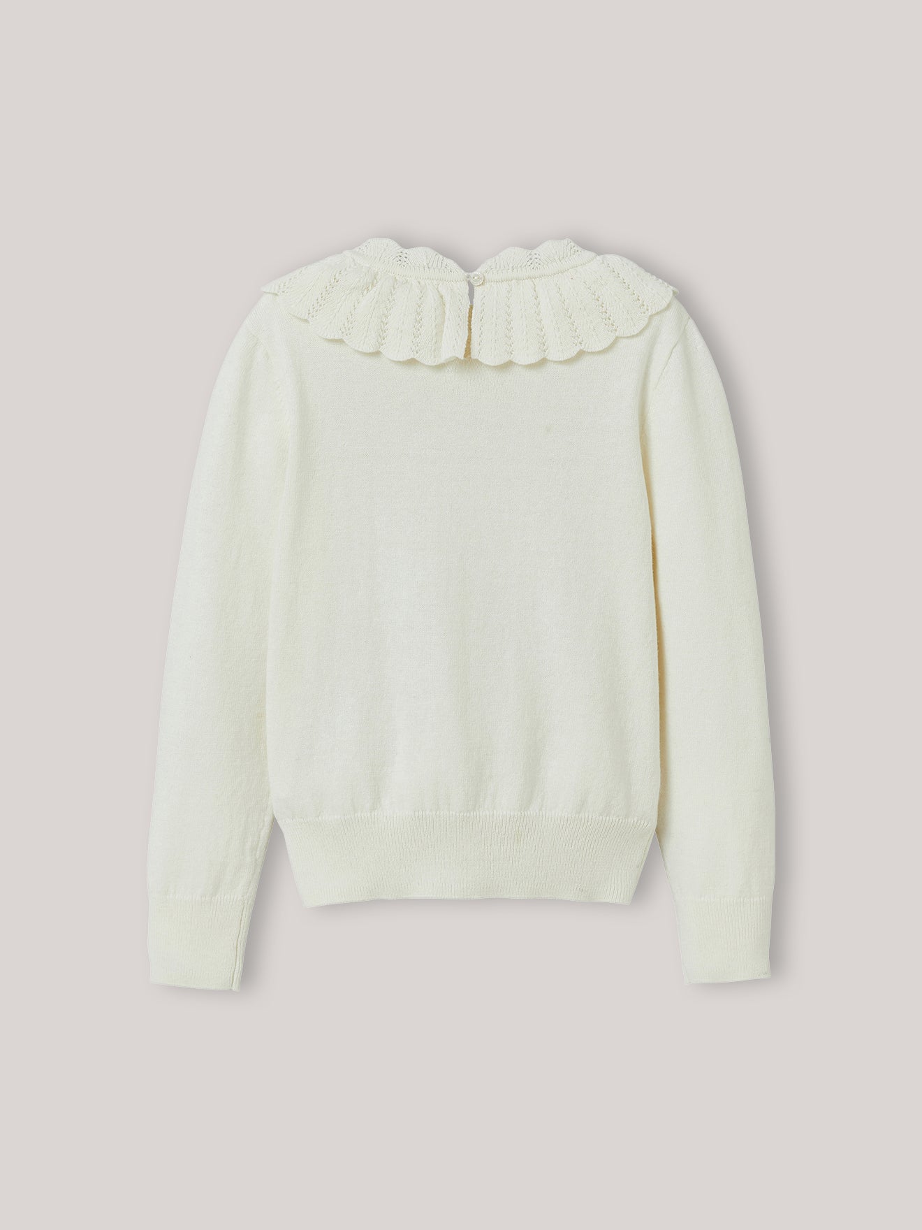 Pull col Pierrot Fille en coton et laine