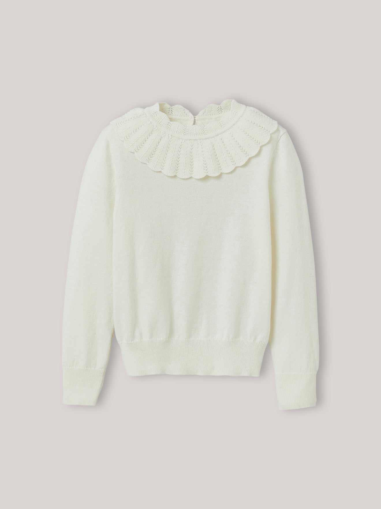 Pull col Pierrot Fille en coton et laine