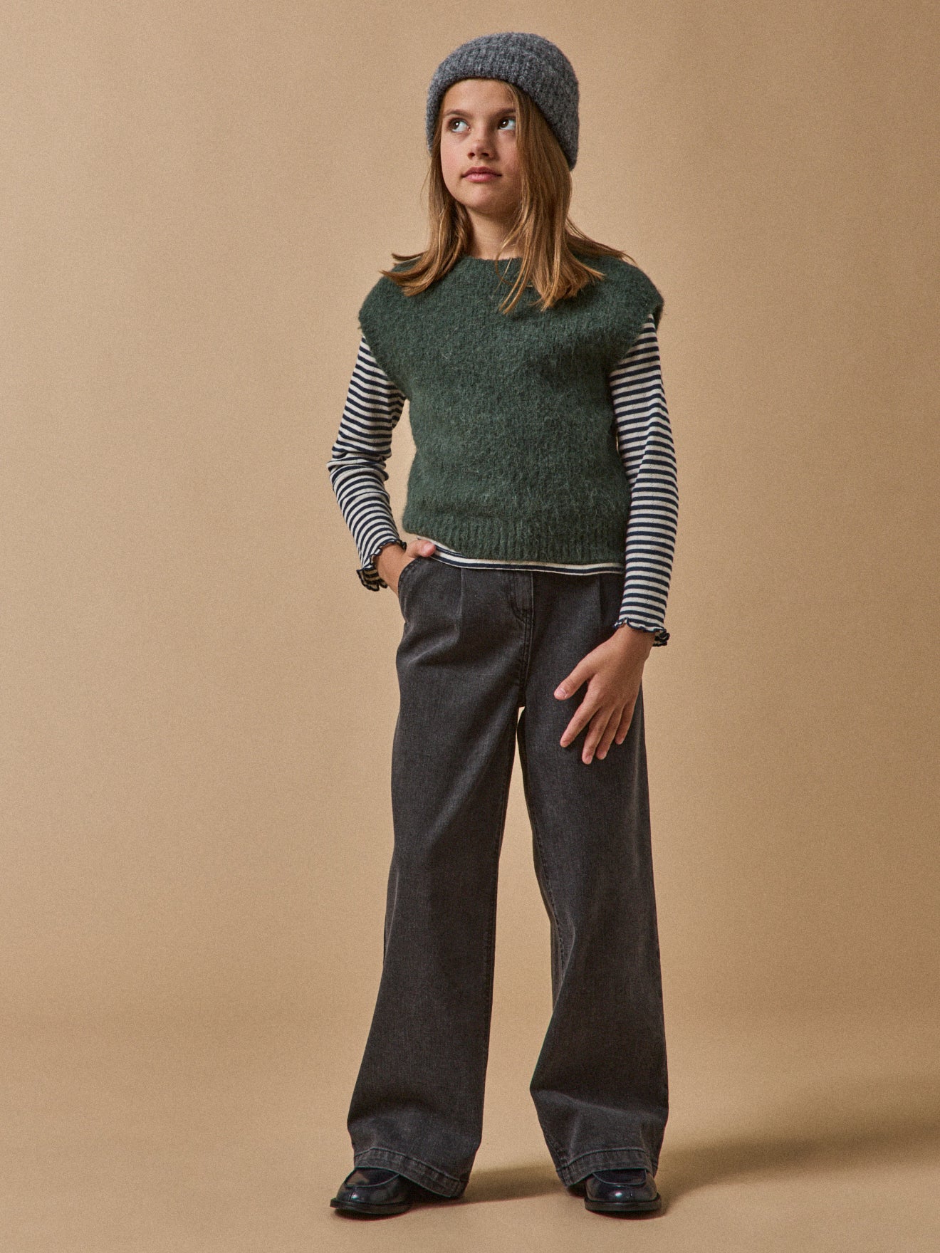 Pull sans manches Fille laine et alpaga