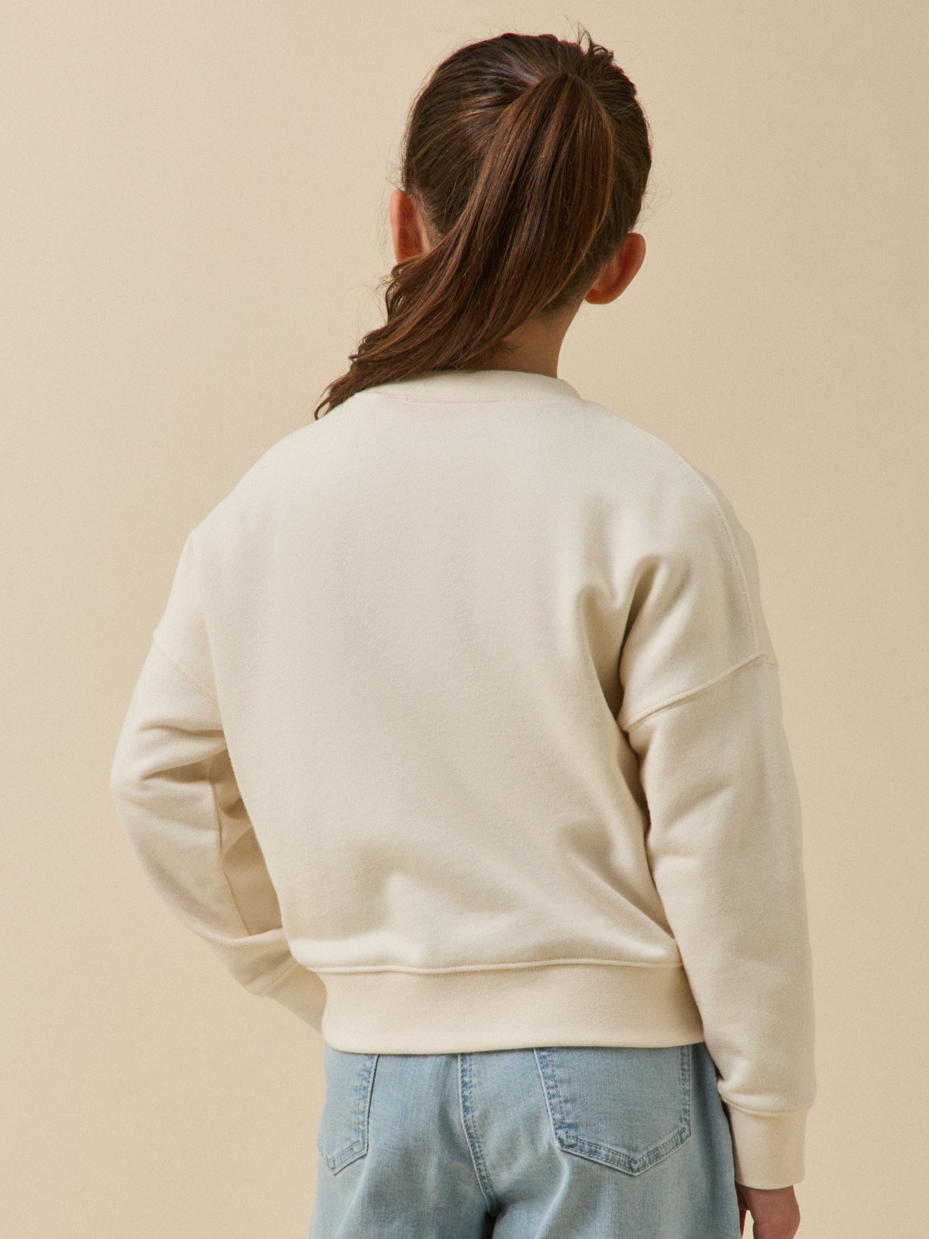 Pull Fille TU – Encolure Ras-du-Cou – Beige – Taille 9 Ans – Coton