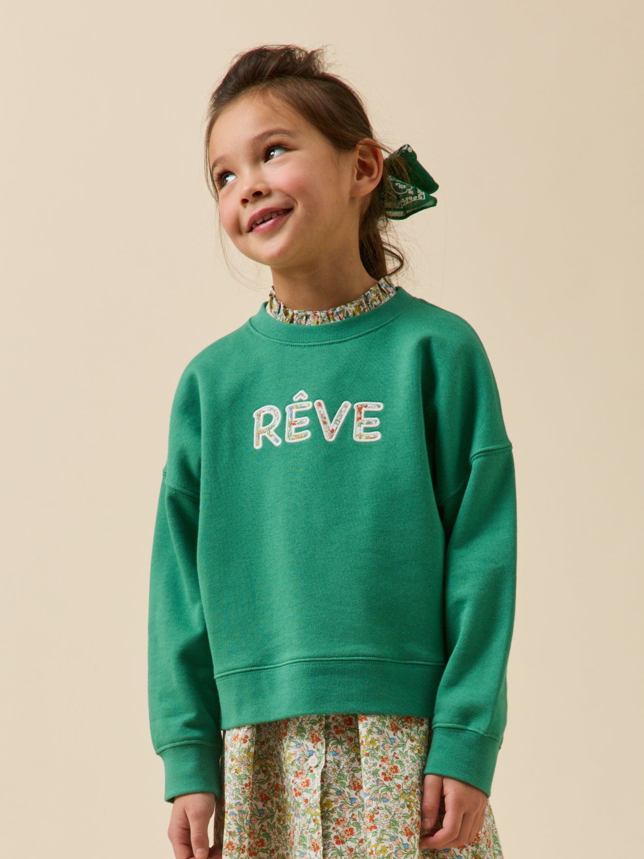 Sweat Fille à message en tissu Liberty - Coton biologique