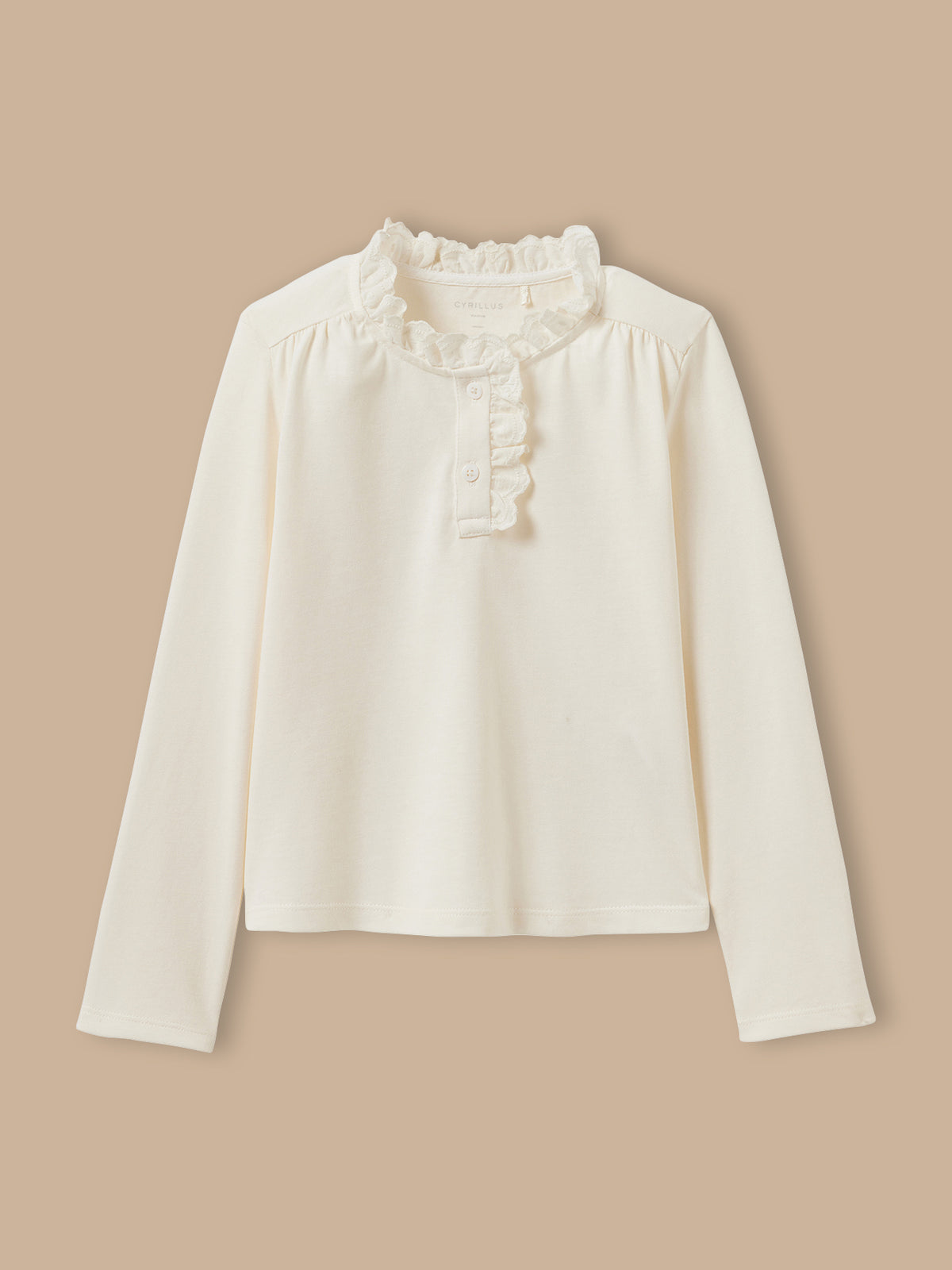 T-shirt Fille col montant brodé - Coton biologique