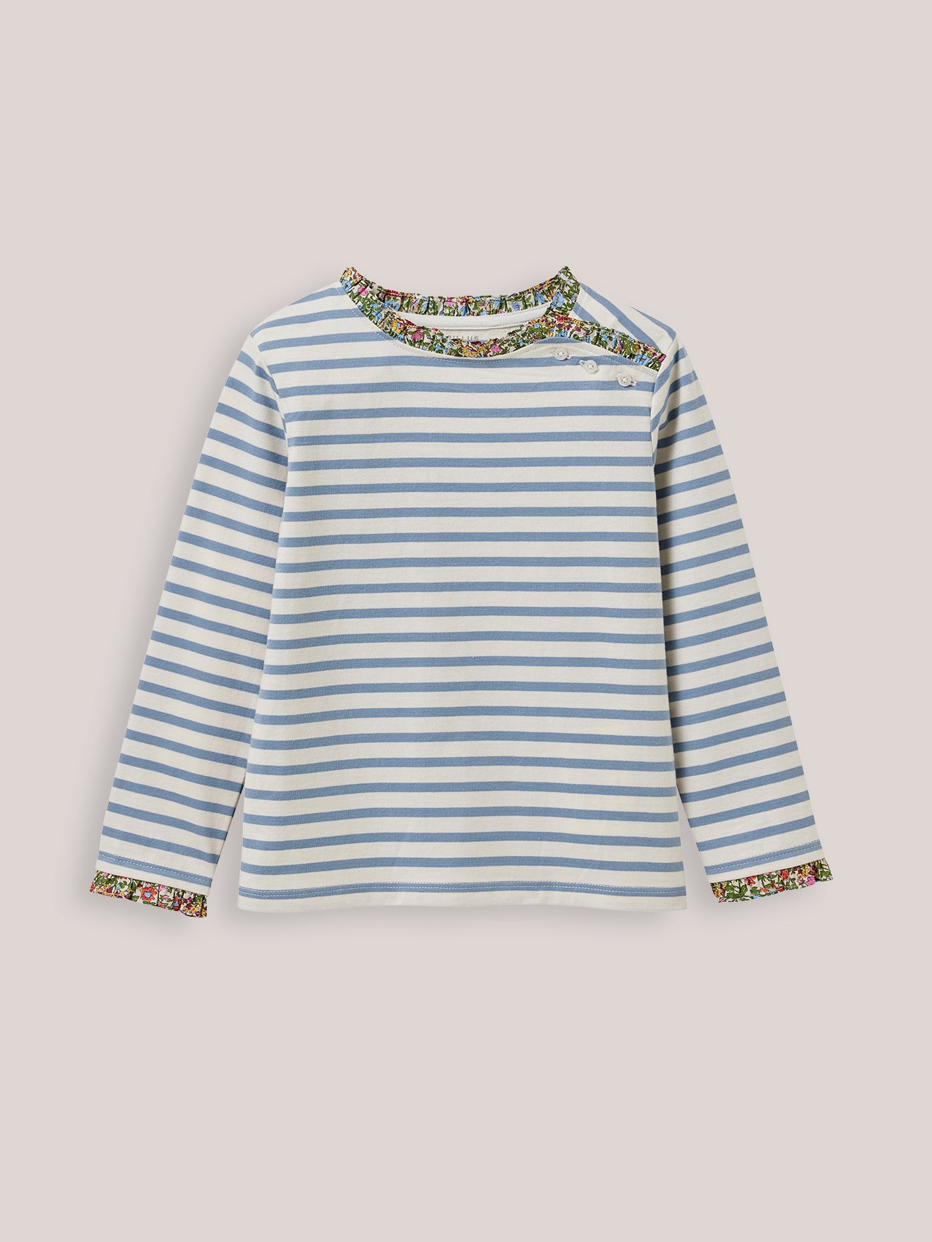 T-shirt marinière Fille tissu Liberty - Coton Biologique