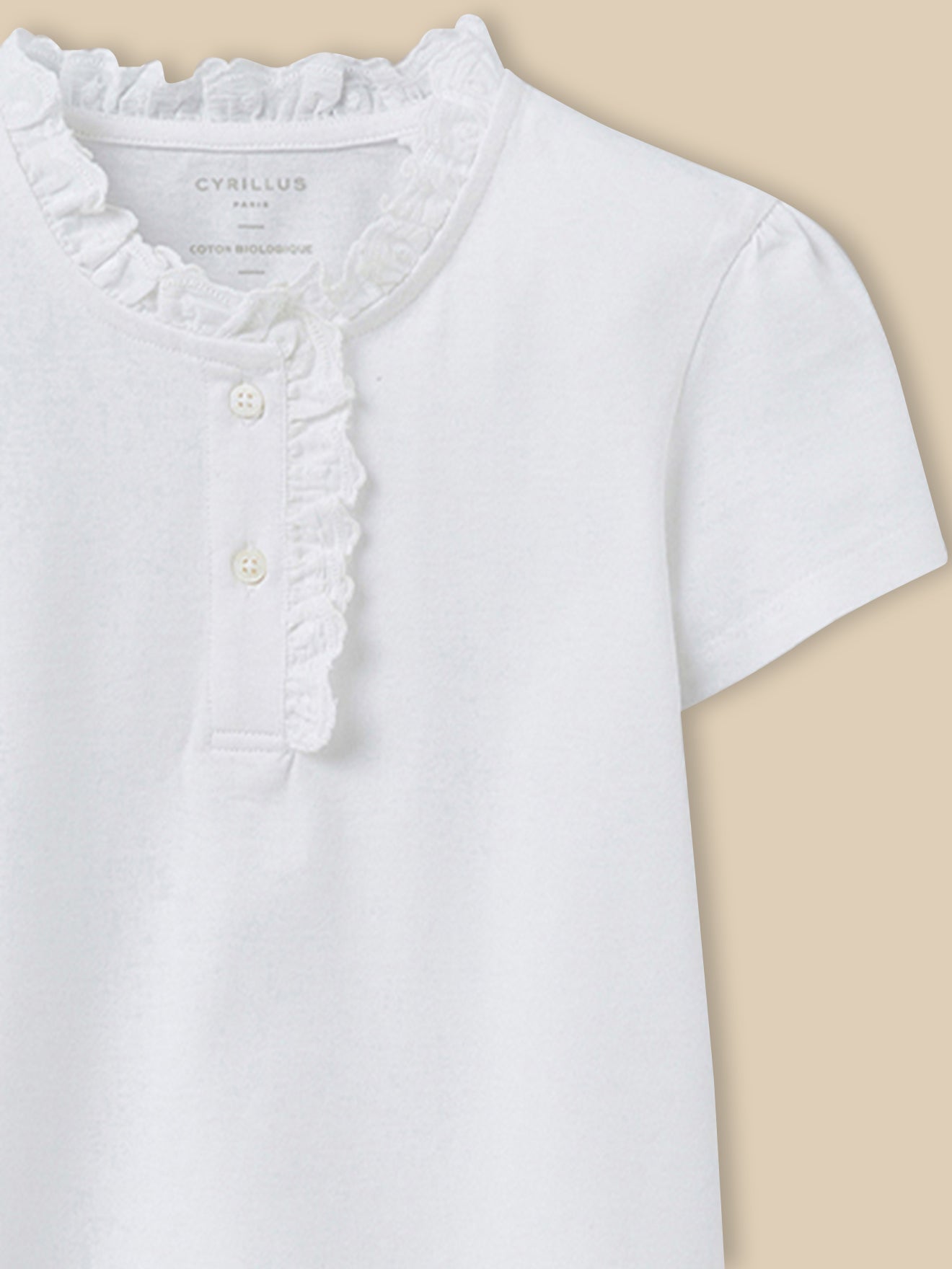 T-shirt Fille à col froufrou - Coton biologique