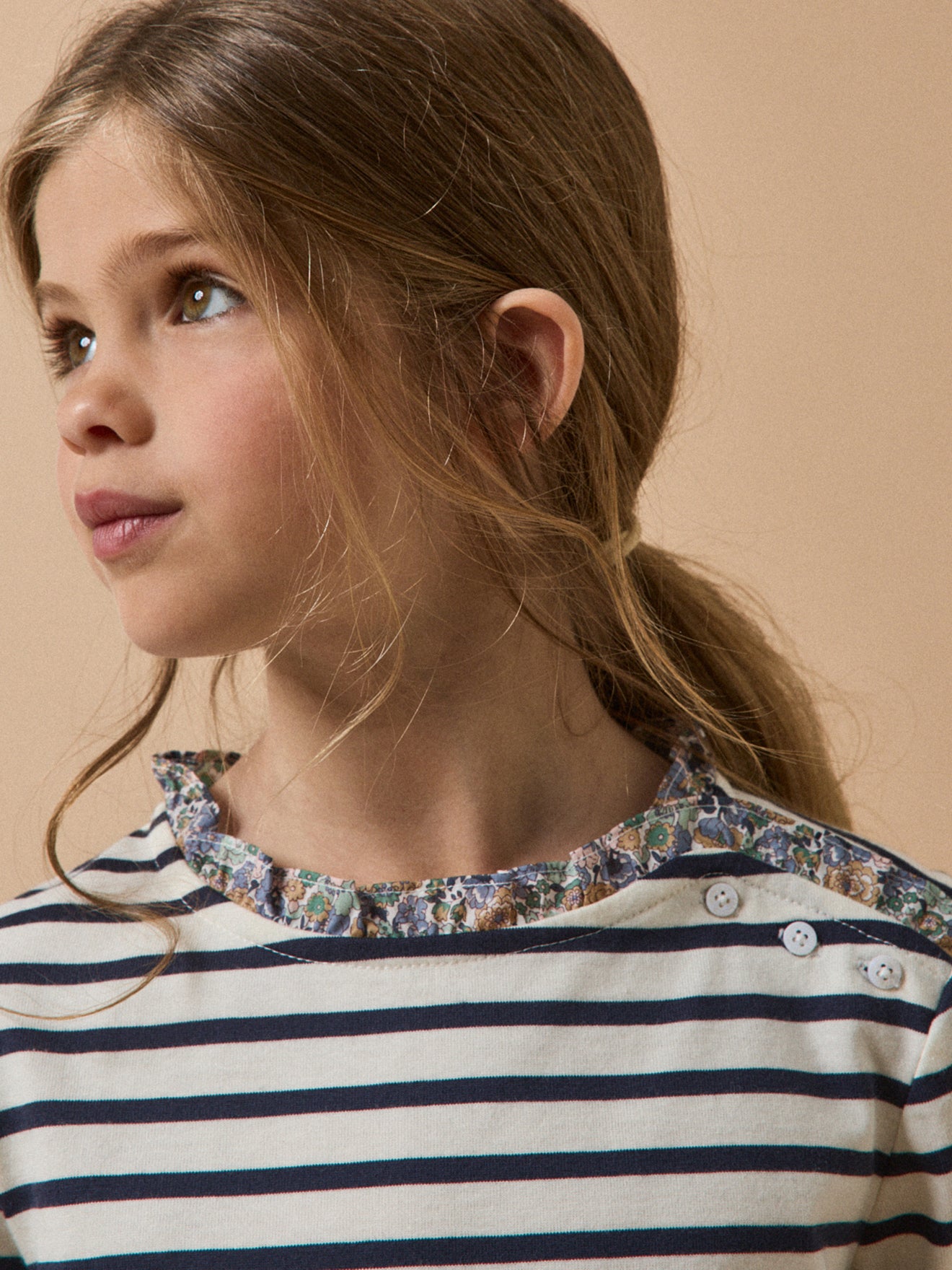 T-shirt marinière Fille tissu Liberty - Coton Biologique
