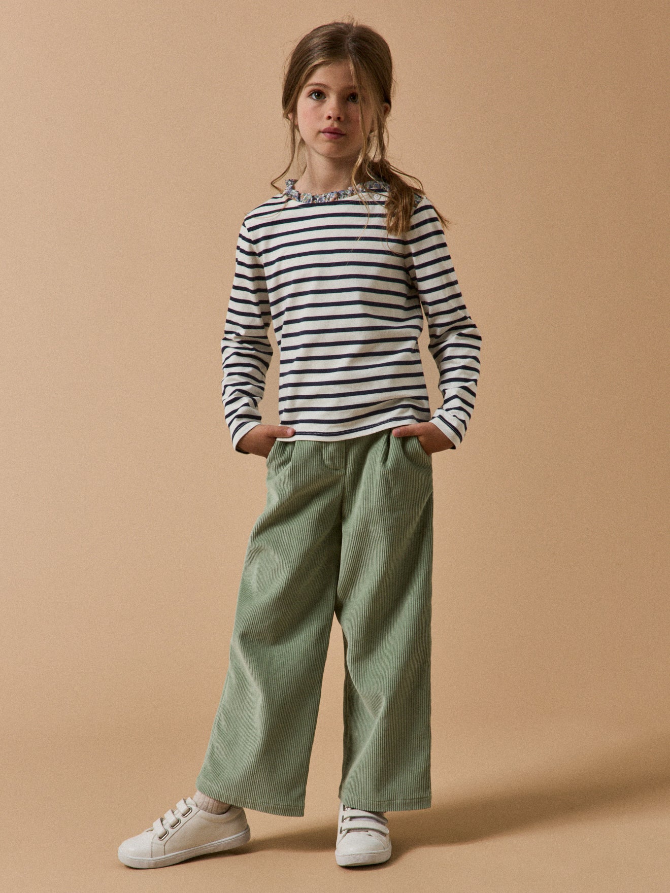 T-shirt marinière Fille tissu Liberty - Coton Biologique