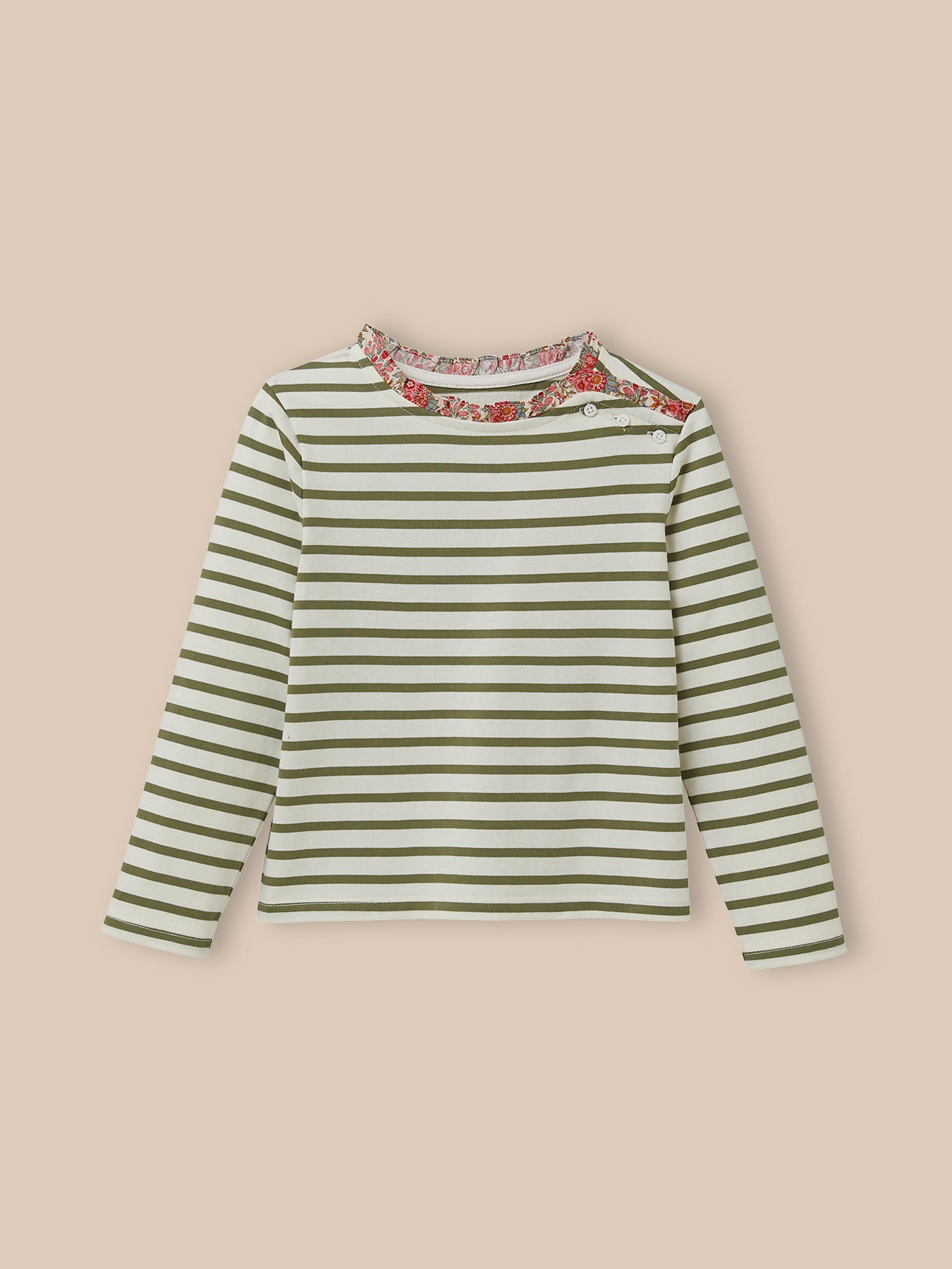 T-shirt marinière Fille tissu Liberty - Coton Biologique