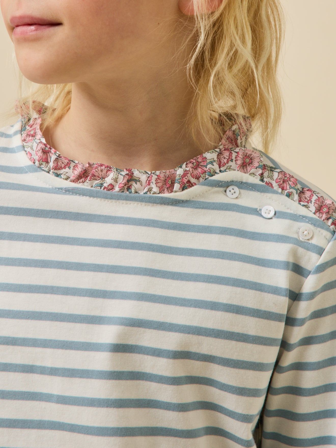 T-shirt marinière Fille tissu Liberty - Coton biologique