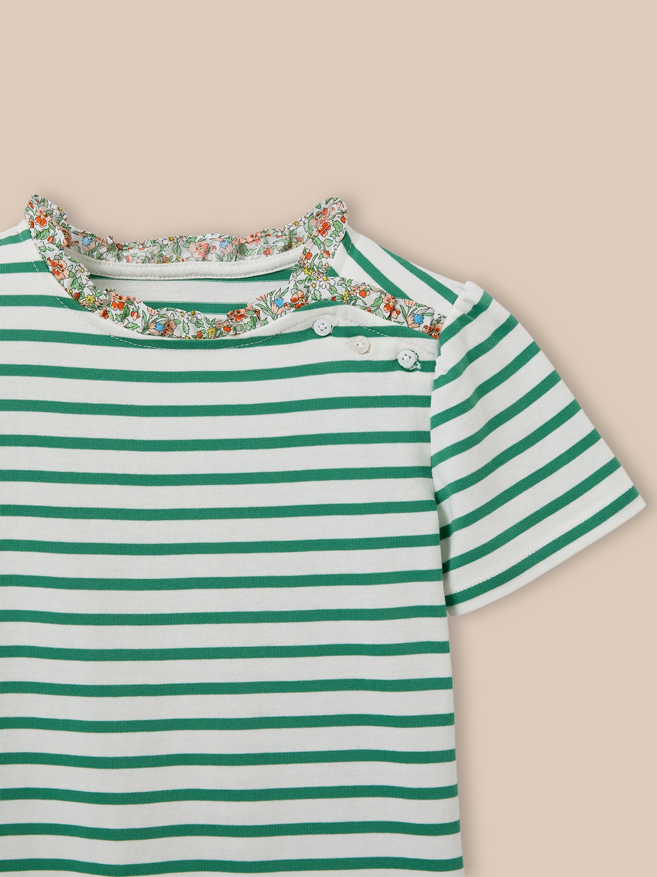 T-shirt marinière Fille tissu Liberty - Coton biologique