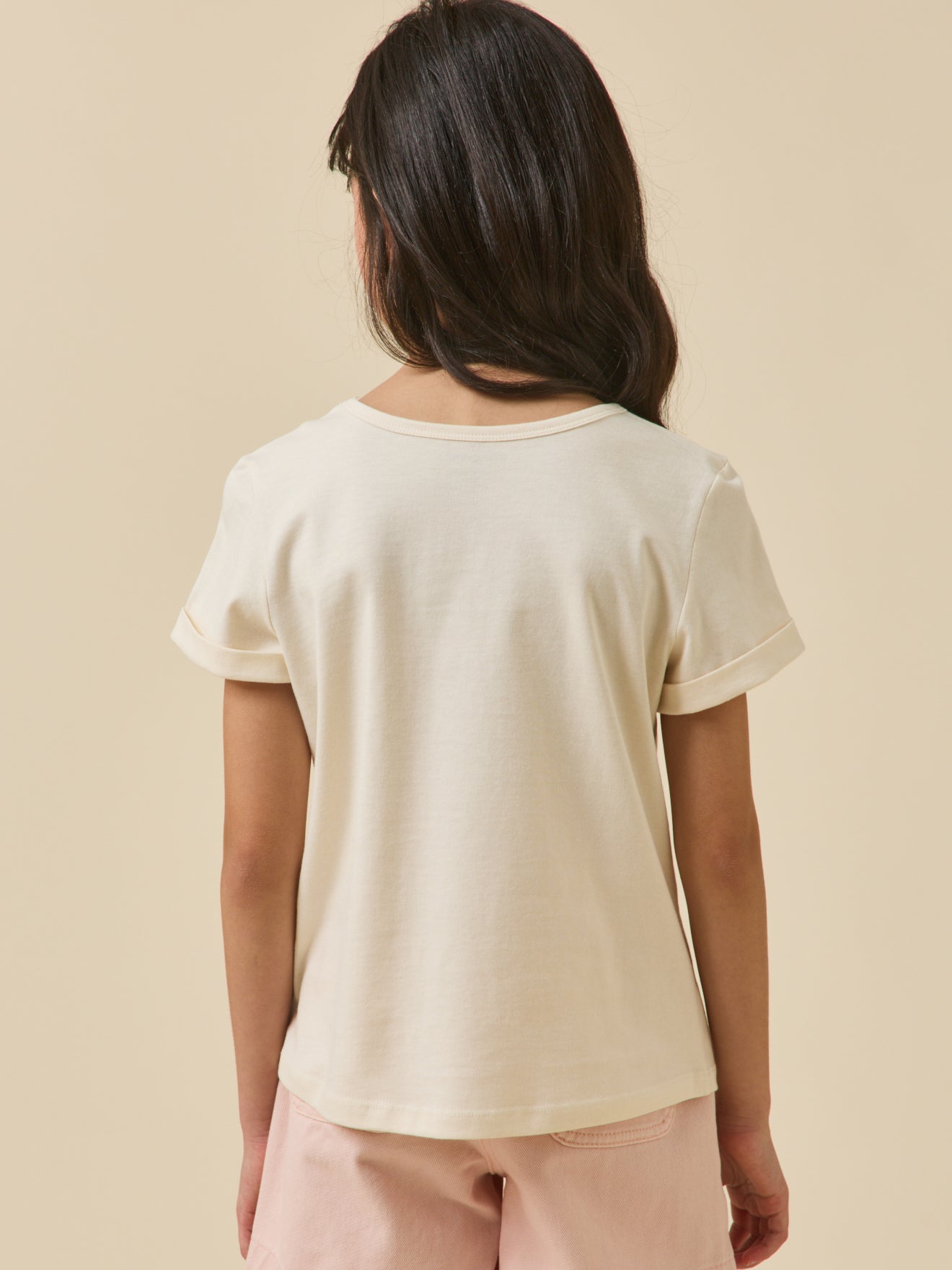 T-shirt en coton extensible beige des filles T-shirt en coton extensible beige des filles
