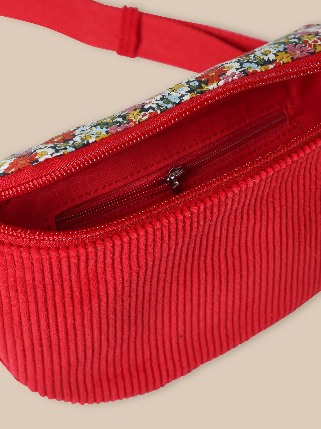 Sac banane en velours et tissu Liberty Fille