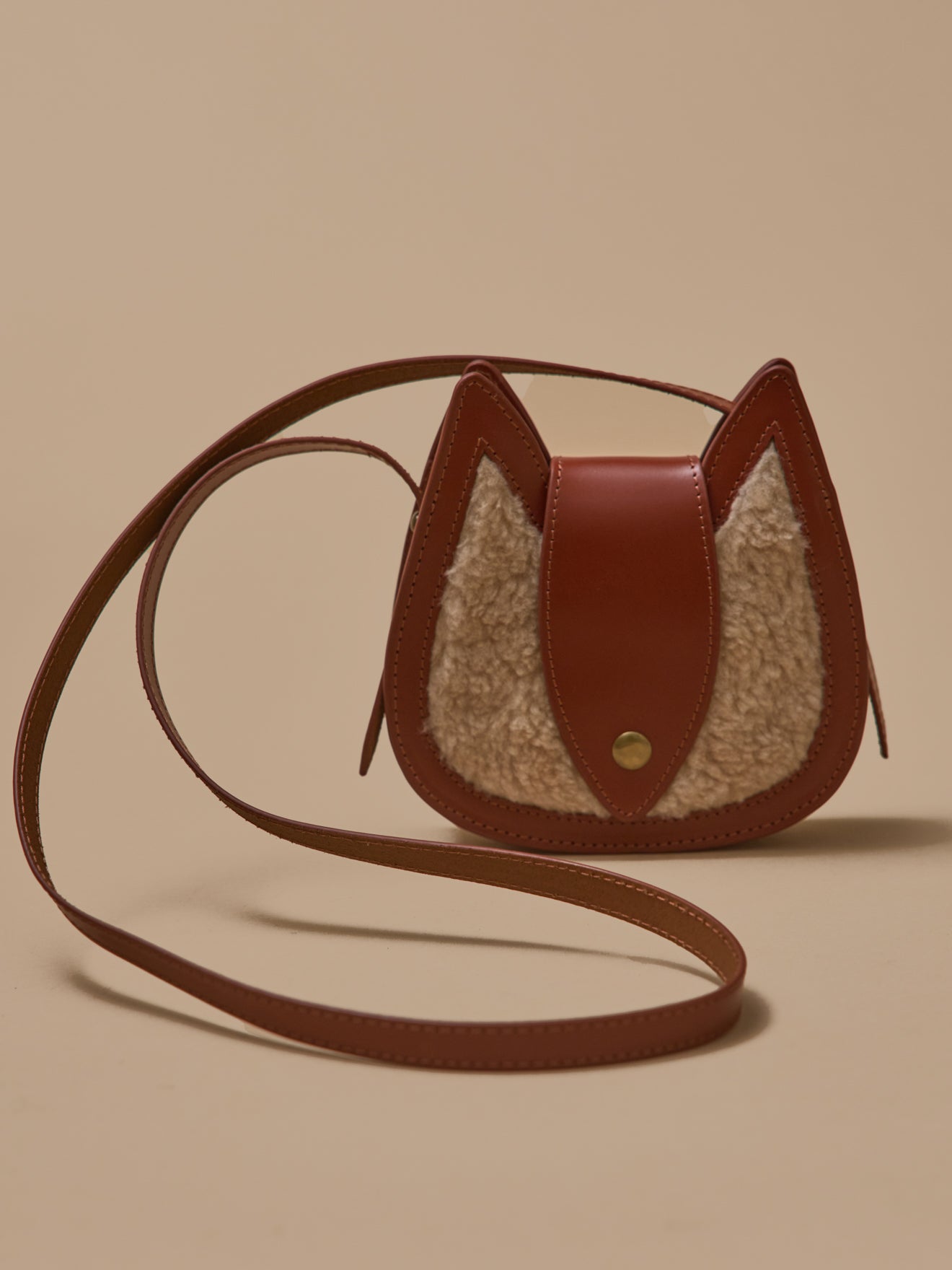 Sac écureuil cuir et sherpa fille