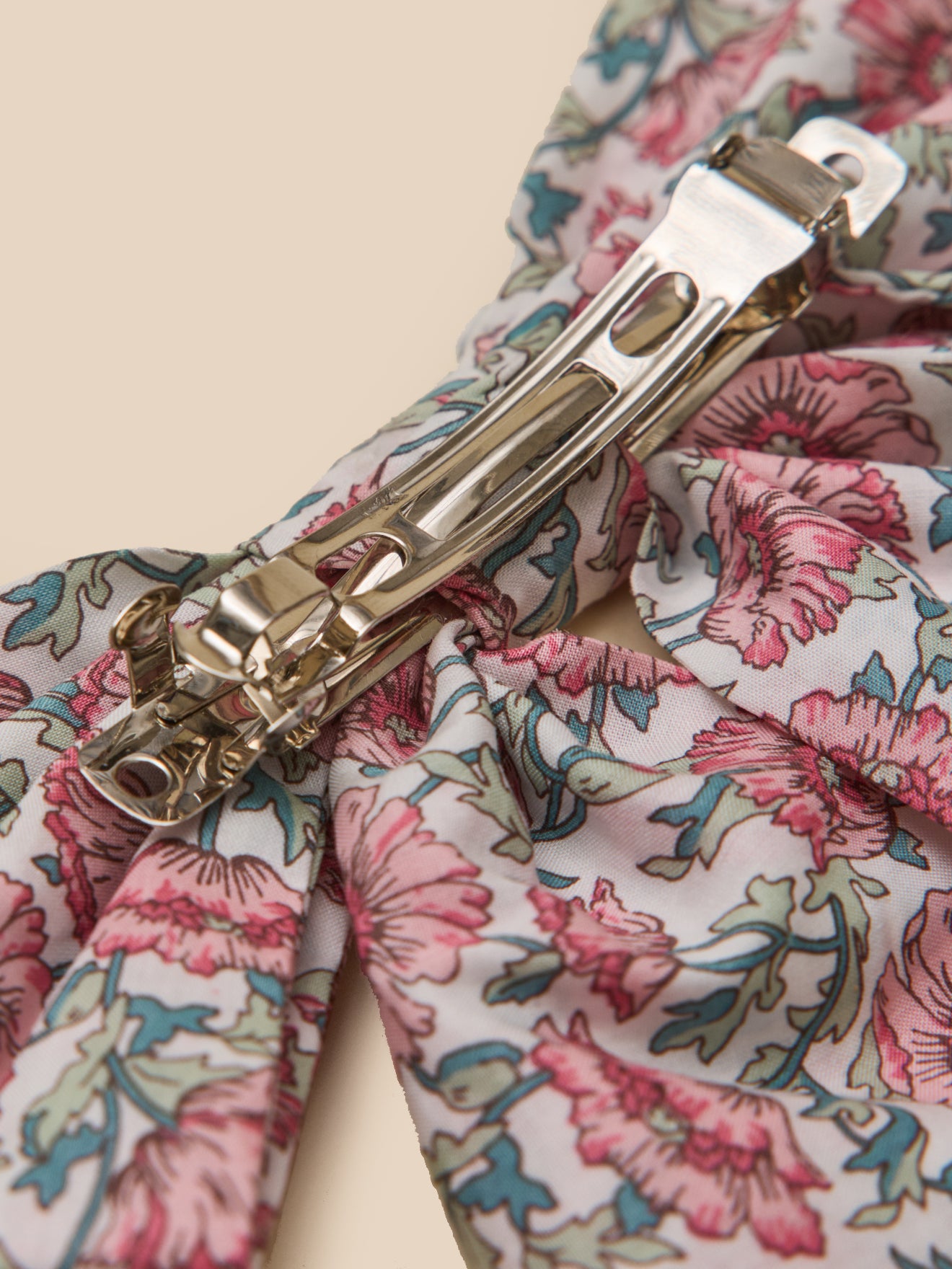 Barrette Fille grand noeud en tissu Liberty