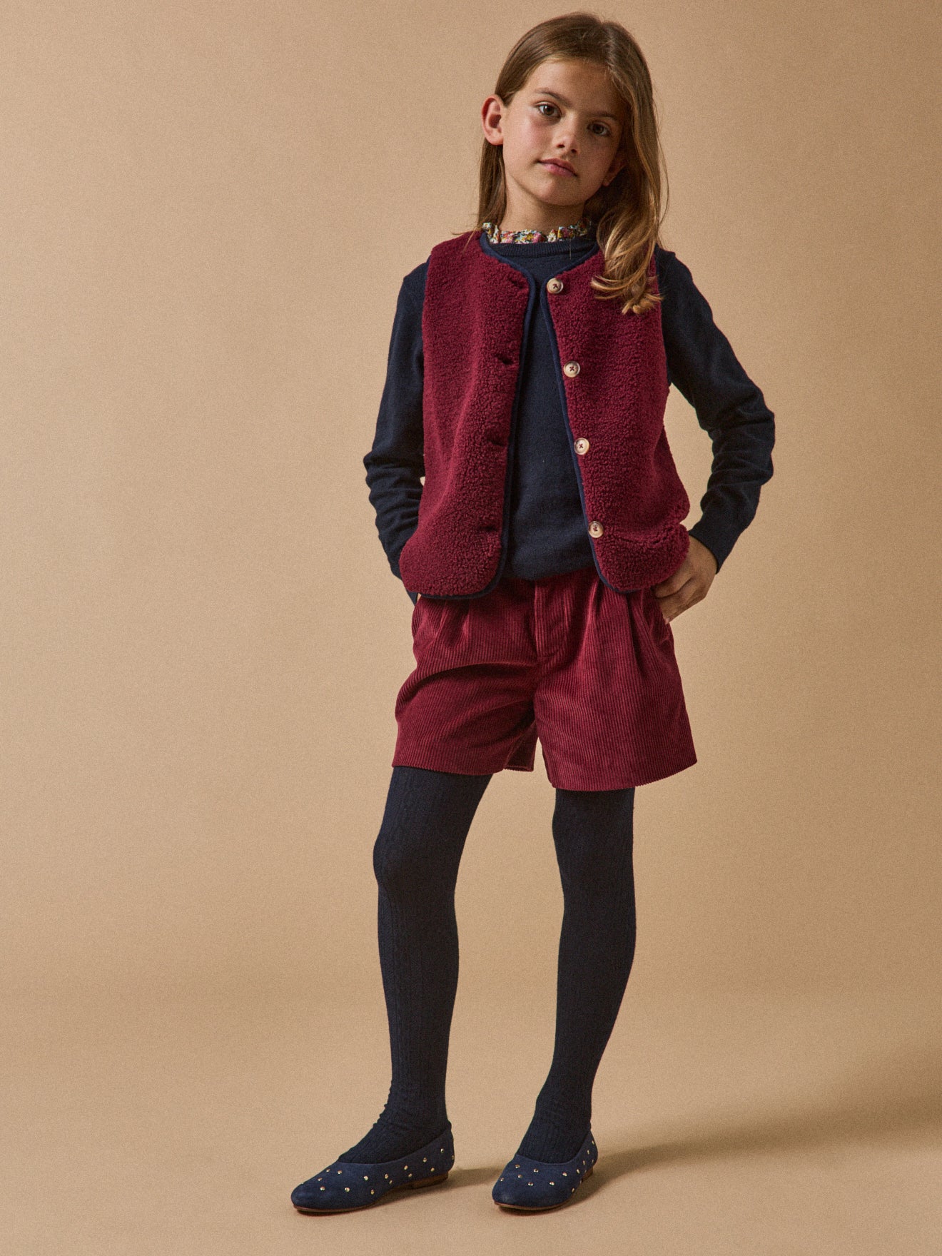 Ballerines en cuir clouté Fille