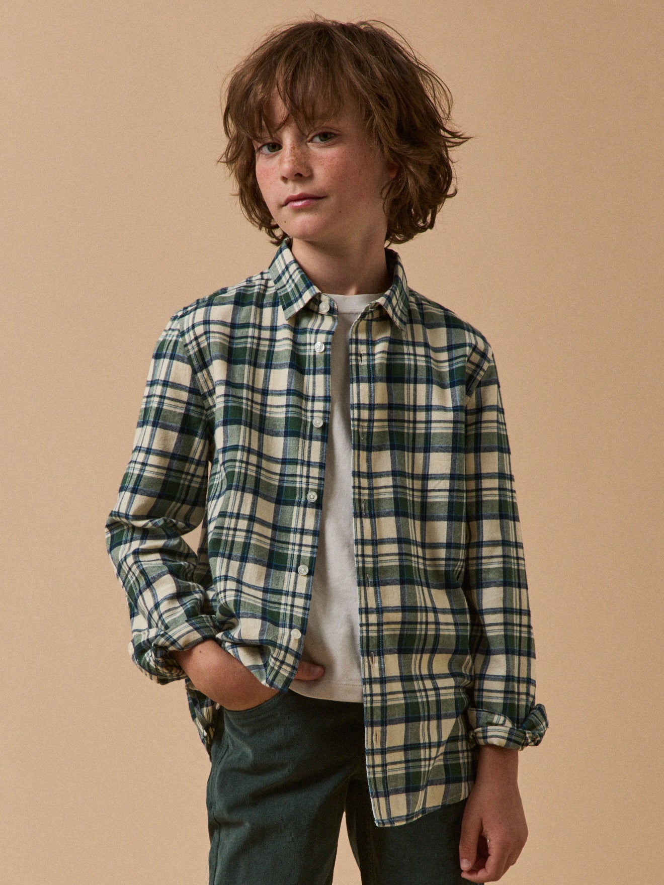 Chemise flanelisée à carreaux Garçon