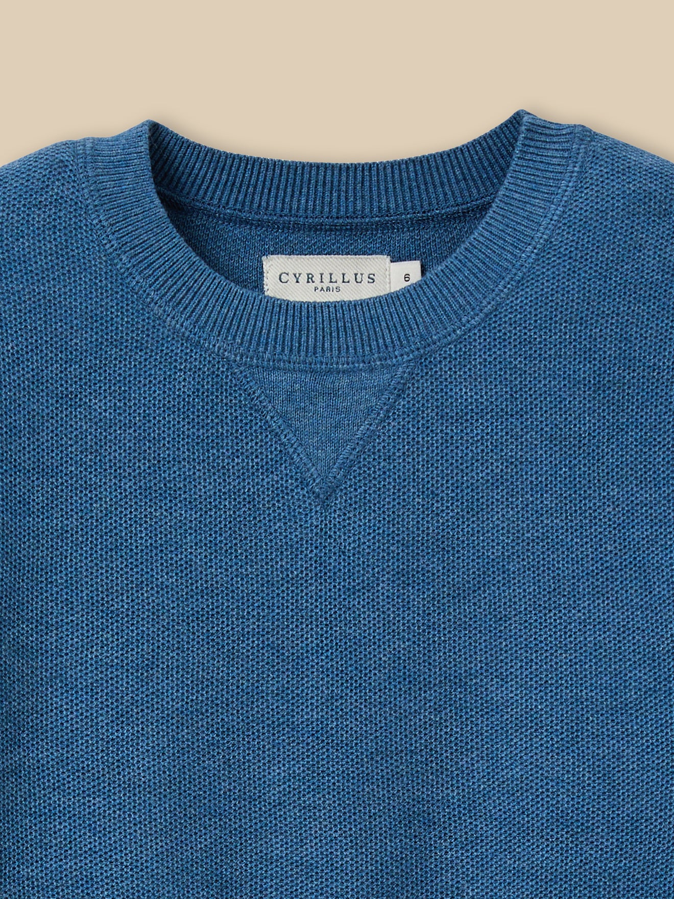 Pull Ras Du Cou En Coton Avec Micro Zigzag Et Passepoil Contraste Bleu Us25sn0abk044msm9ll