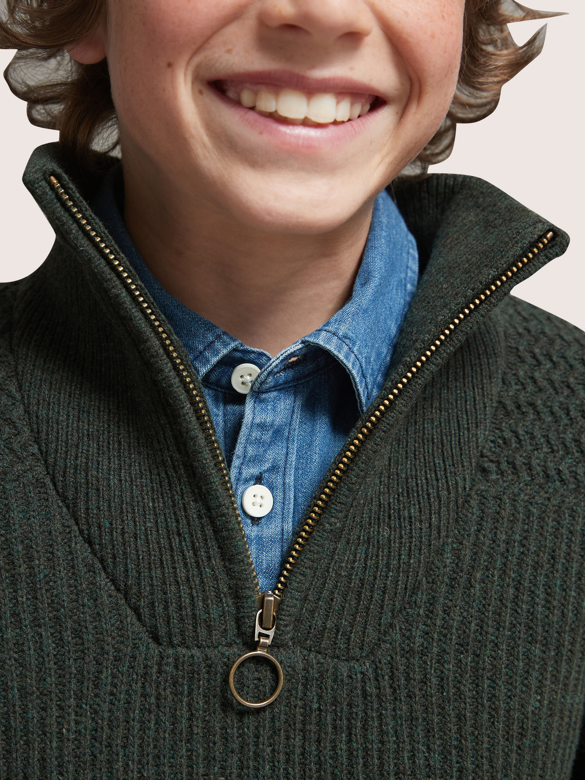 Pull col montant garçon laine d'agneau