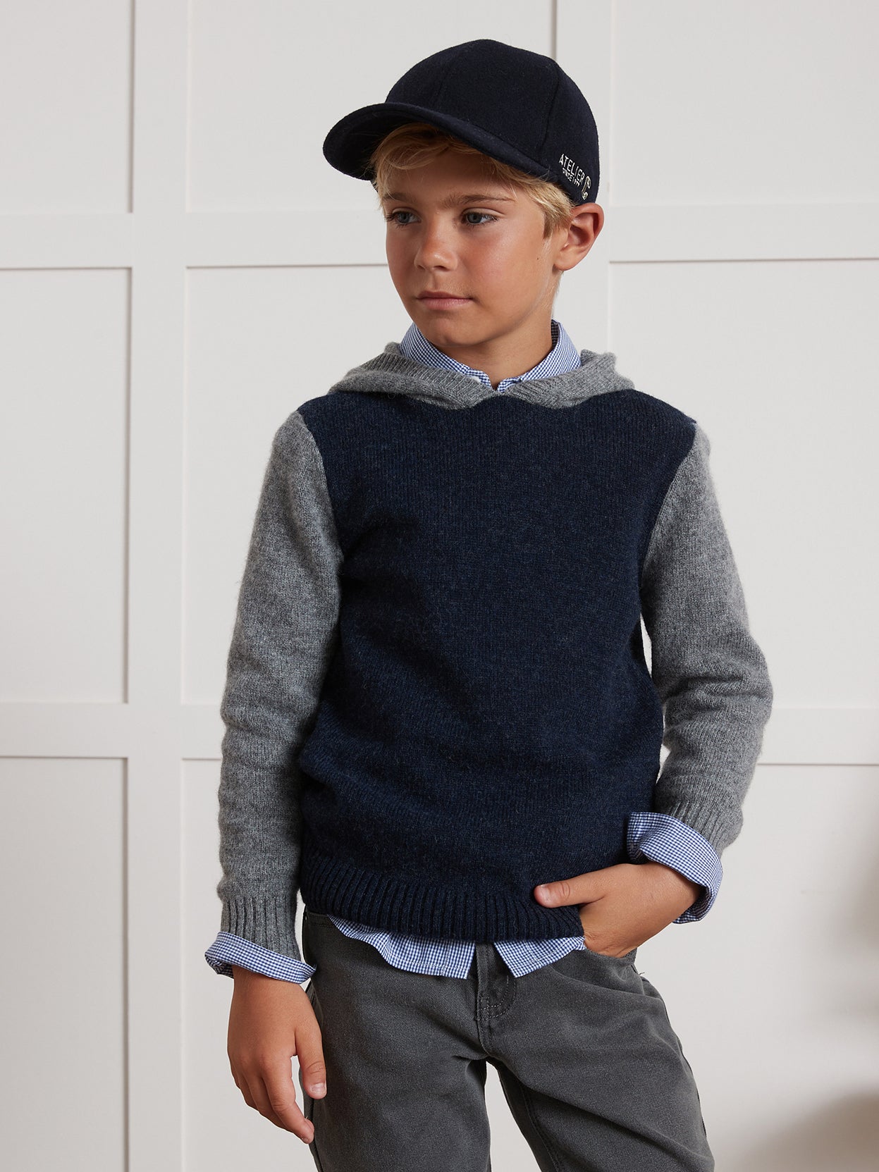 Pull colorblock à capuche Garçon