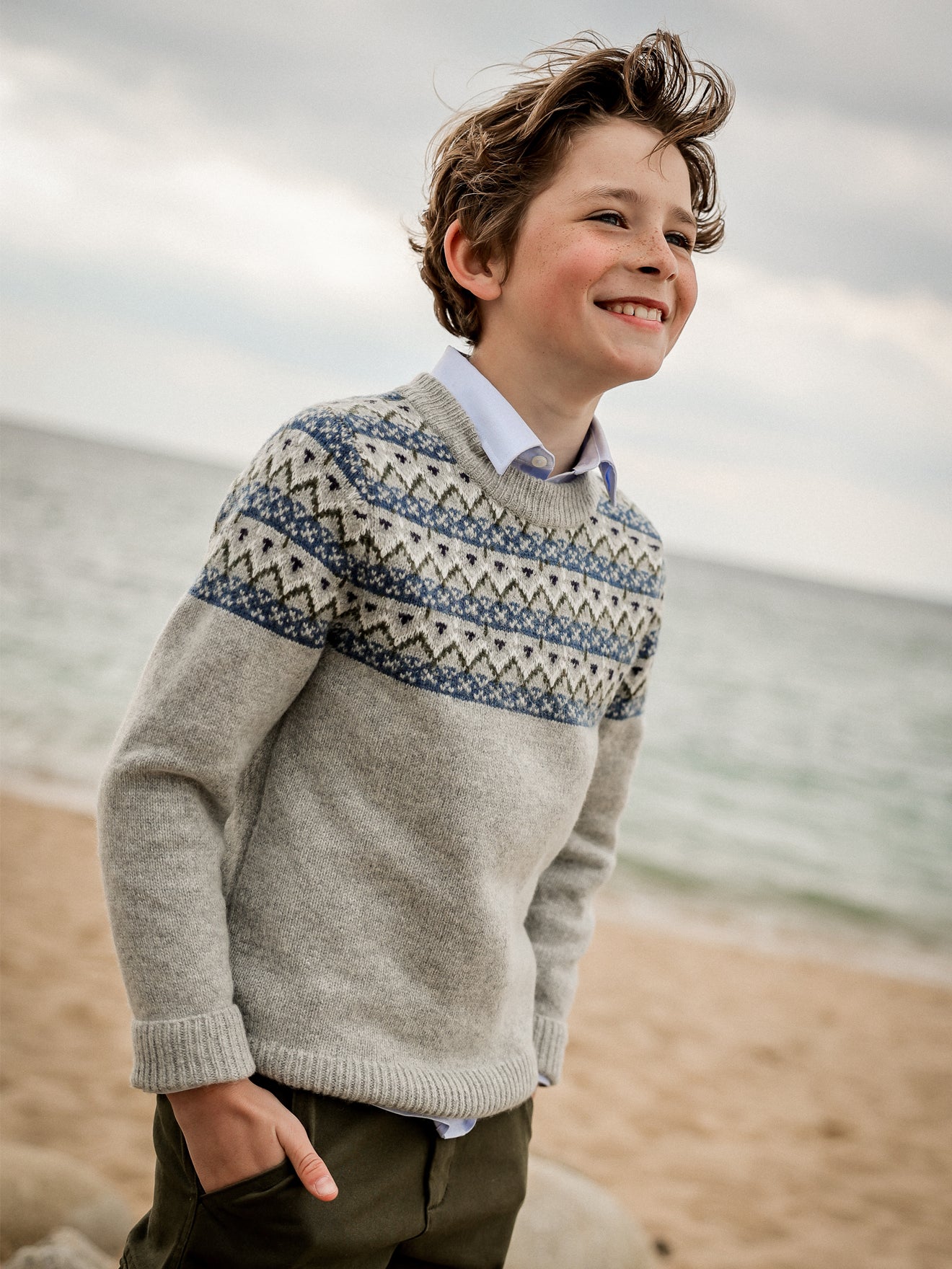 Pull jacquard lambswool Garçon